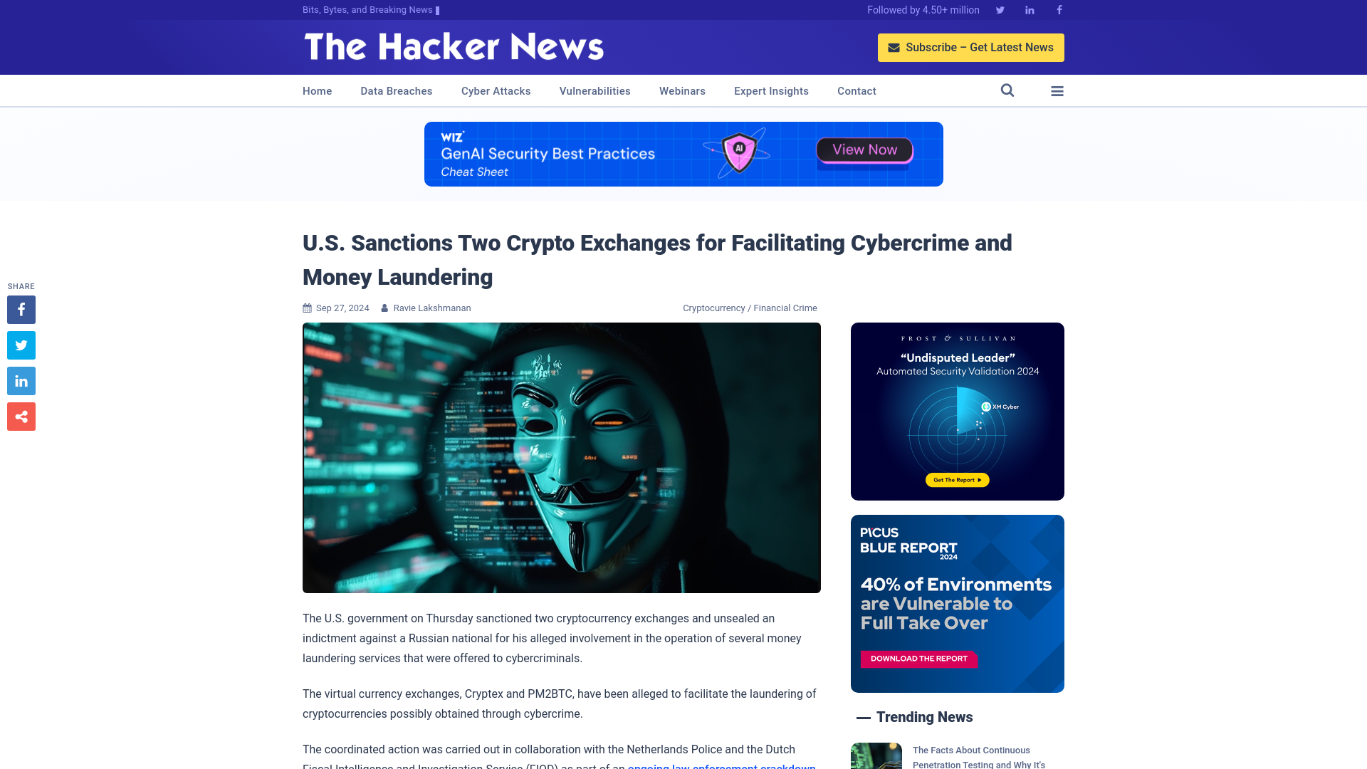 U.S. Sanctions Two Crypto Exchanges for Facilitating Cybercrime and Money Laundering