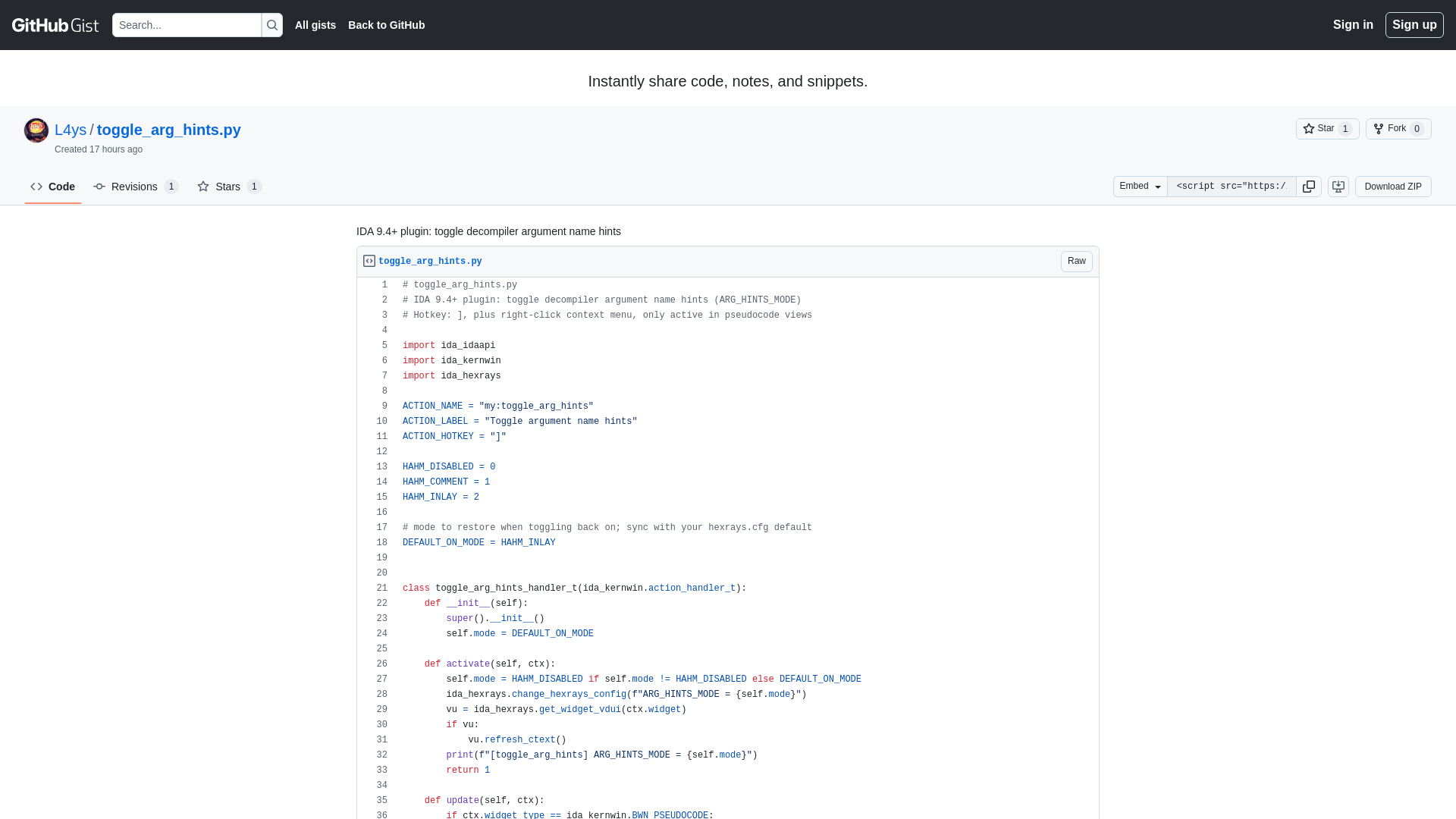 IDA 9.4+ plugin: toggle decompiler argument name hints · GitHub