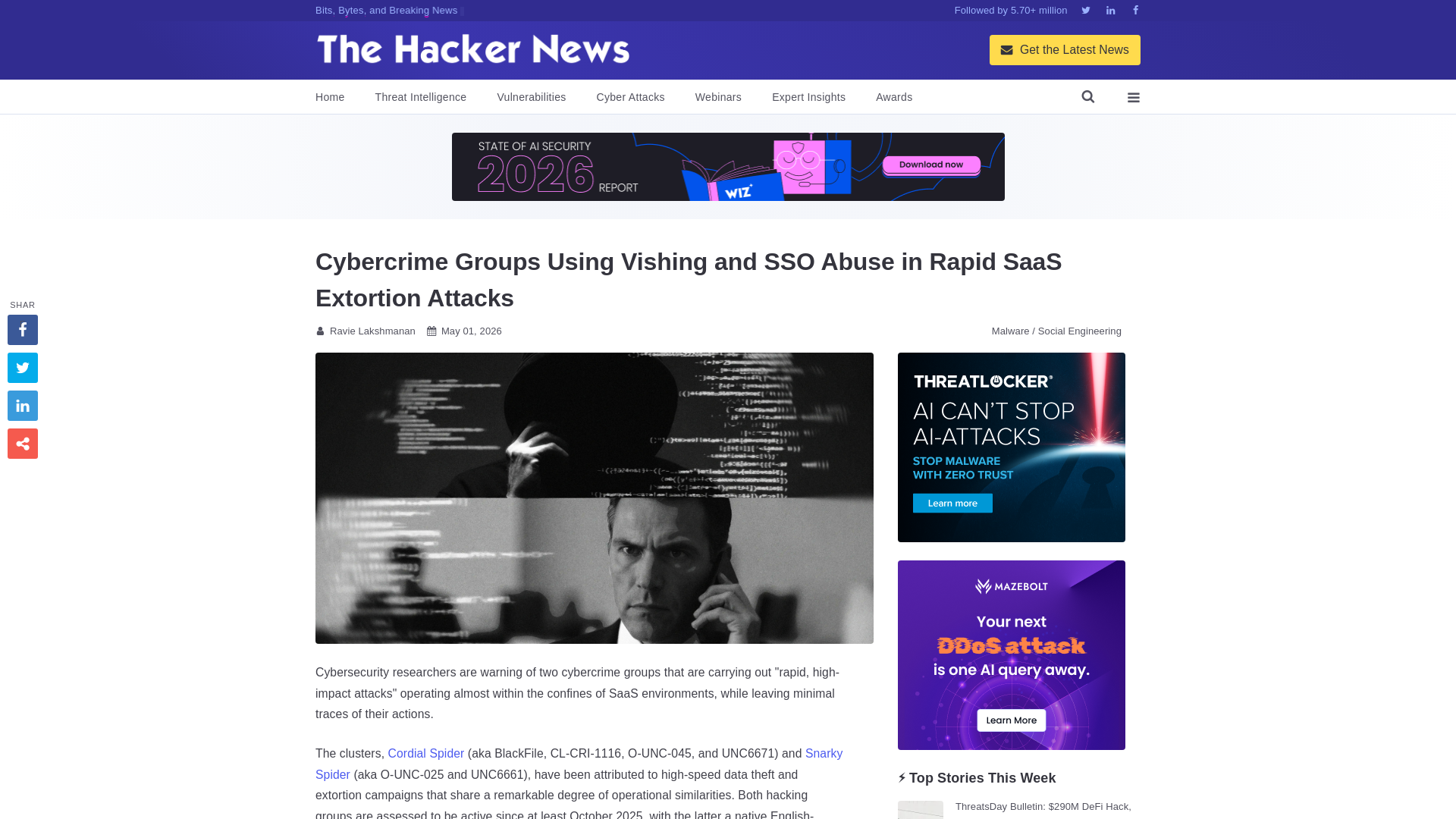 Cybercrime Groups Using Vishing and SSO Abuse in Rapid SaaS Extortion Attacks