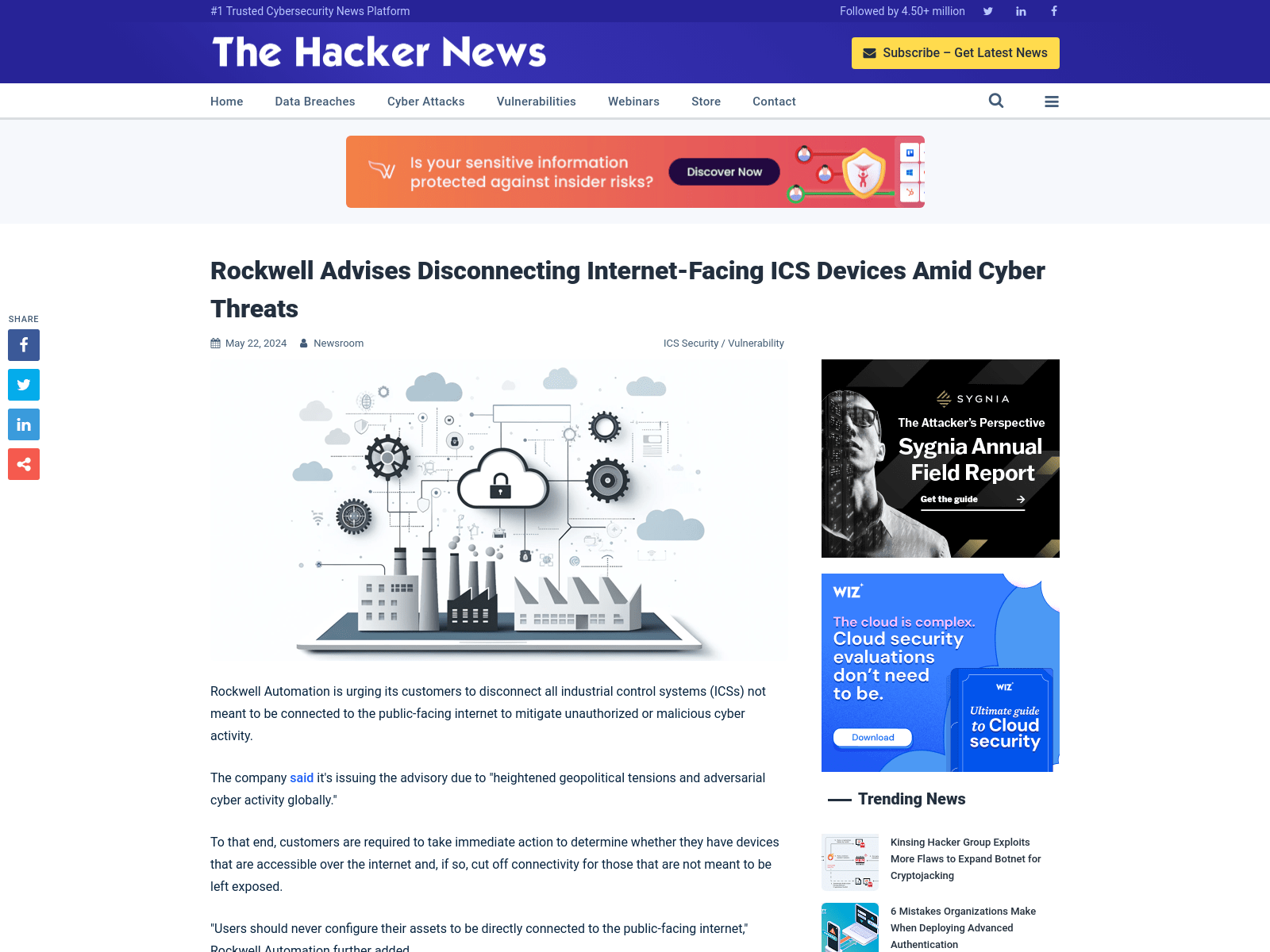 Rockwell Advises Disconnecting Internet-Facing ICS Devices Amid Cyber Threats