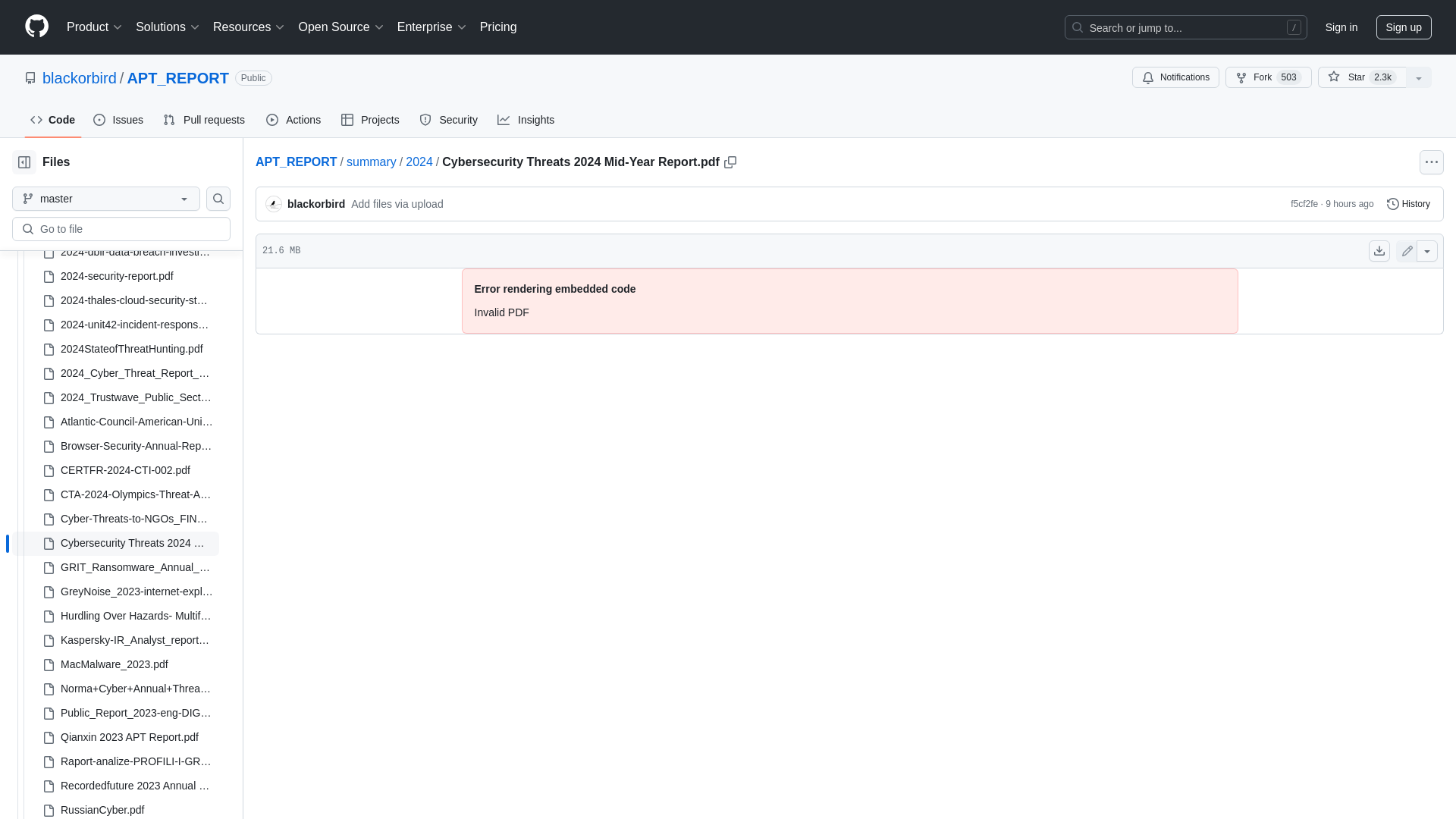 APT_REPORT/summary/2024/Cybersecurity Threats 2024 Mid-Year Report.pdf at master · blackorbird/APT_REPORT · GitHub