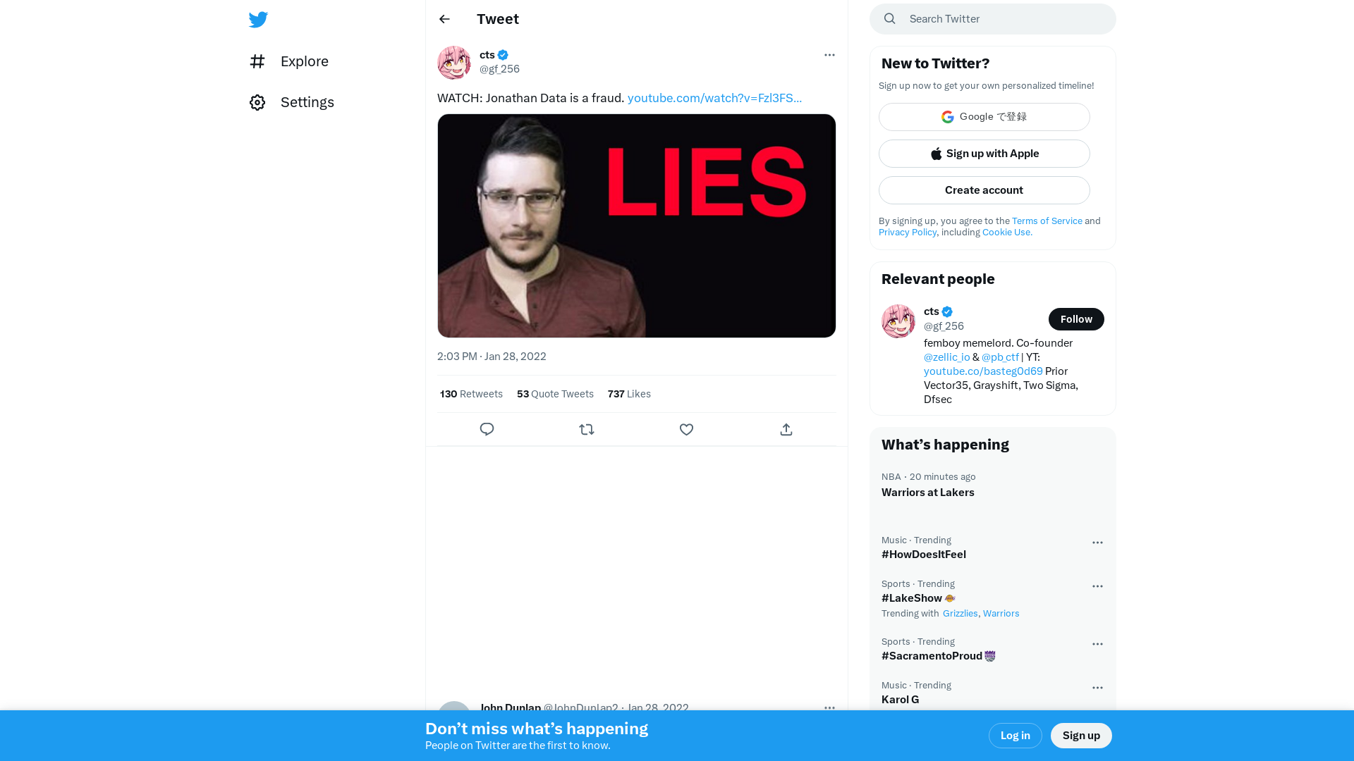 cts on Twitter: "WATCH: Jonathan Data is a fraud. https://t.co/lQIDpzRRom https://t.co/MWcpl0WQa7" / Twitter