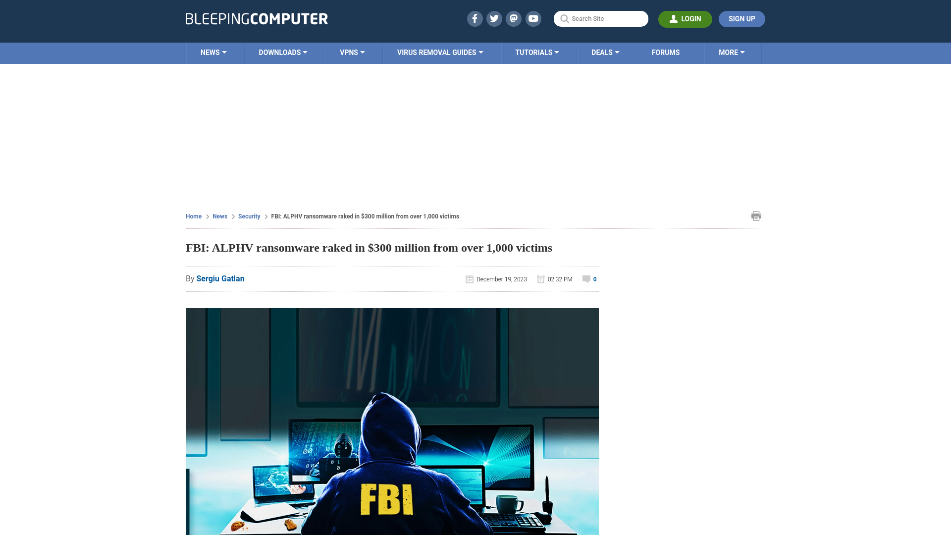 FBI: ALPHV ransomware raked in $300 million from over 1,000 victims