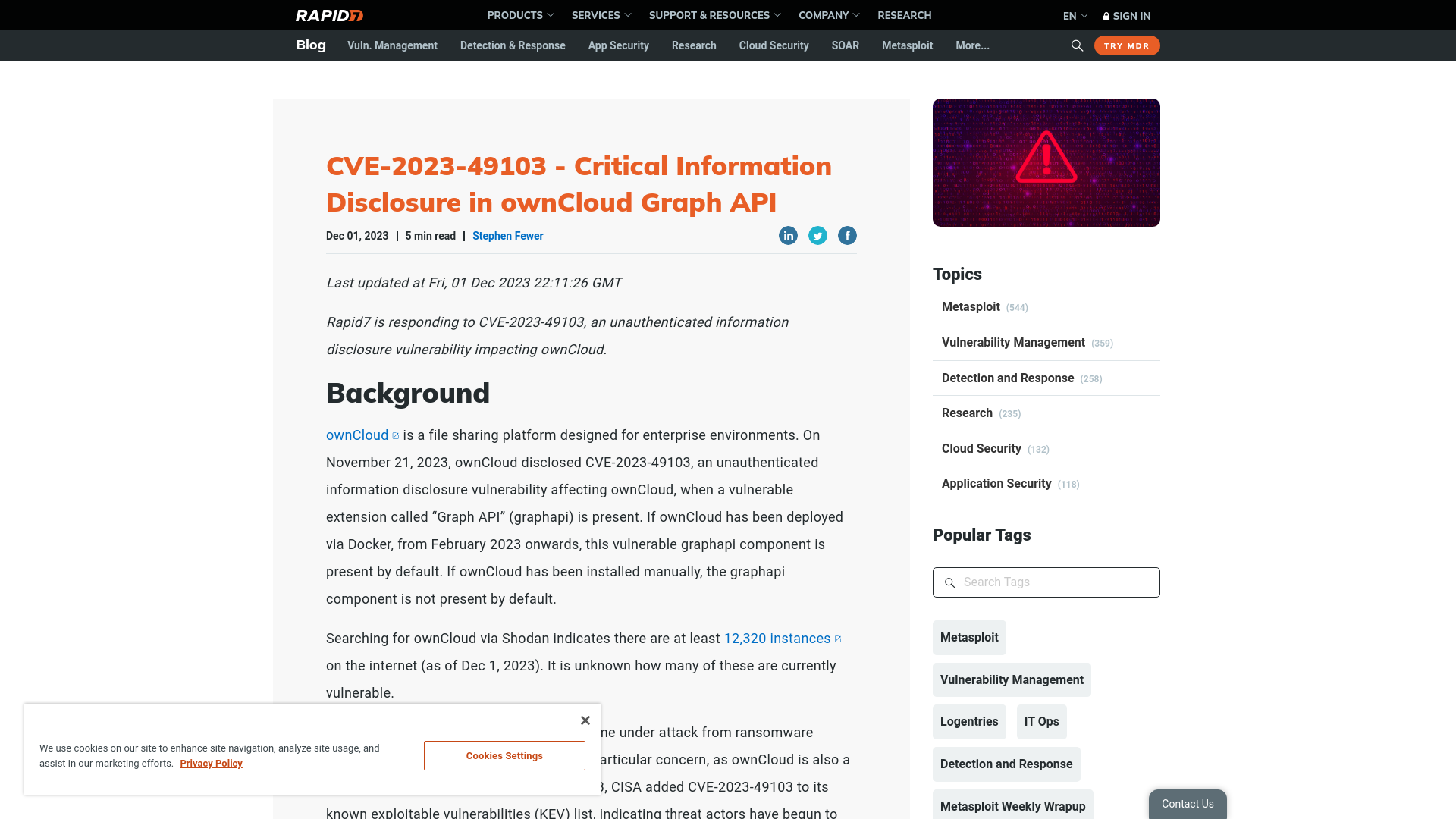 CVE-2023-49103: Critical Information Disclosure in ownCloud Graph API | Rapid7 Blog