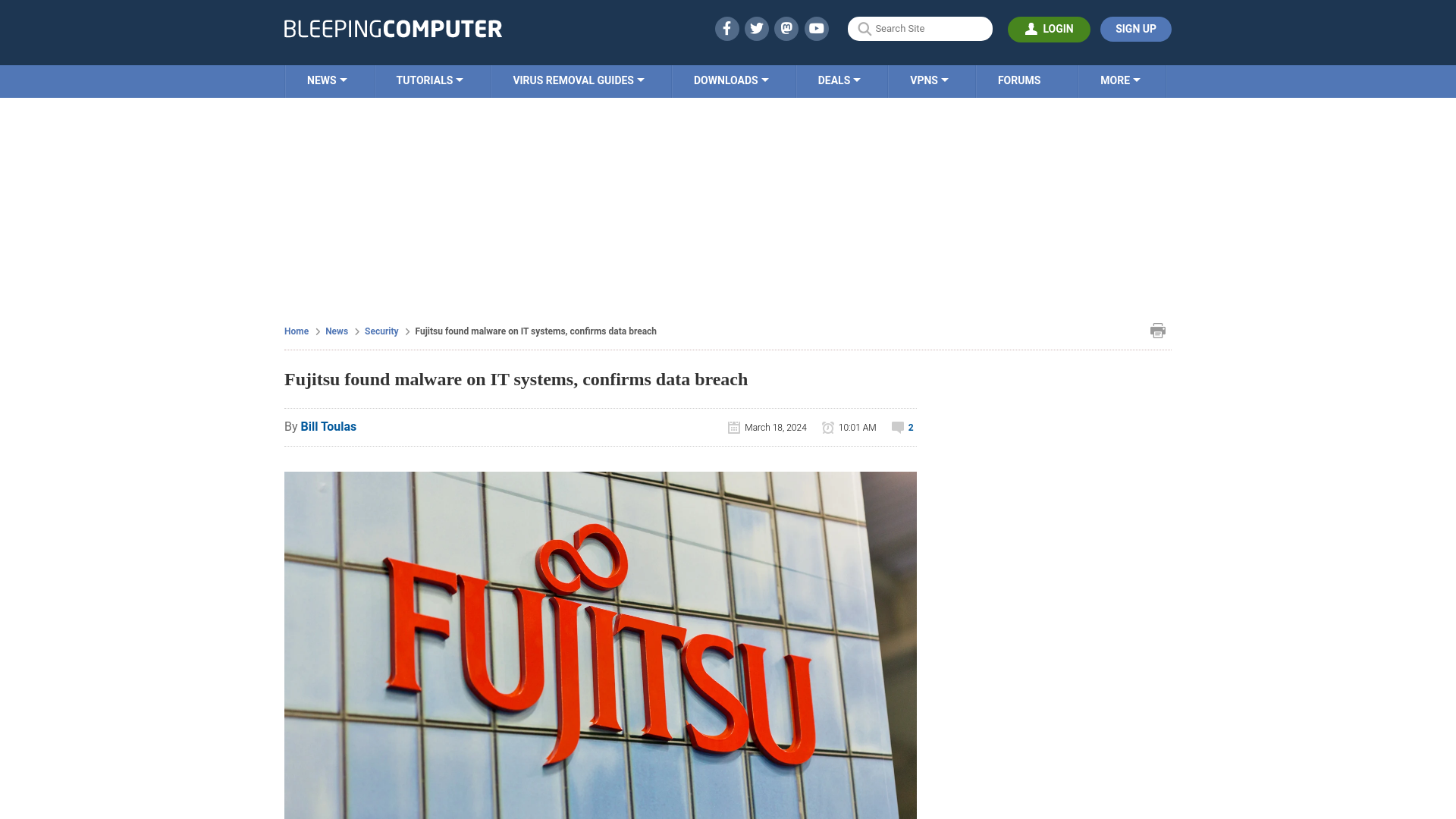 Fujitsu found malware on IT systems, confirms data breach