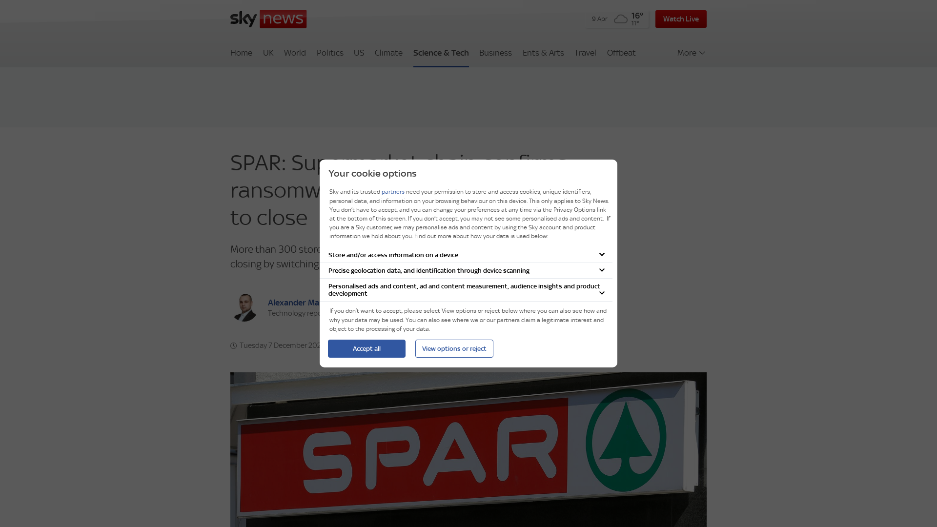 SPAR: Supermarket chain confirms ransomware attack has forced stores to close | Science & Tech News | Sky News