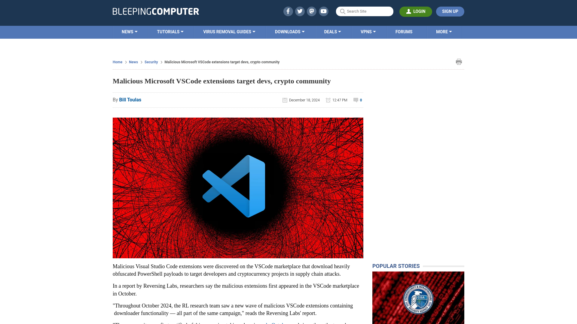 Malicious Microsoft VSCode extensions target devs, crypto community