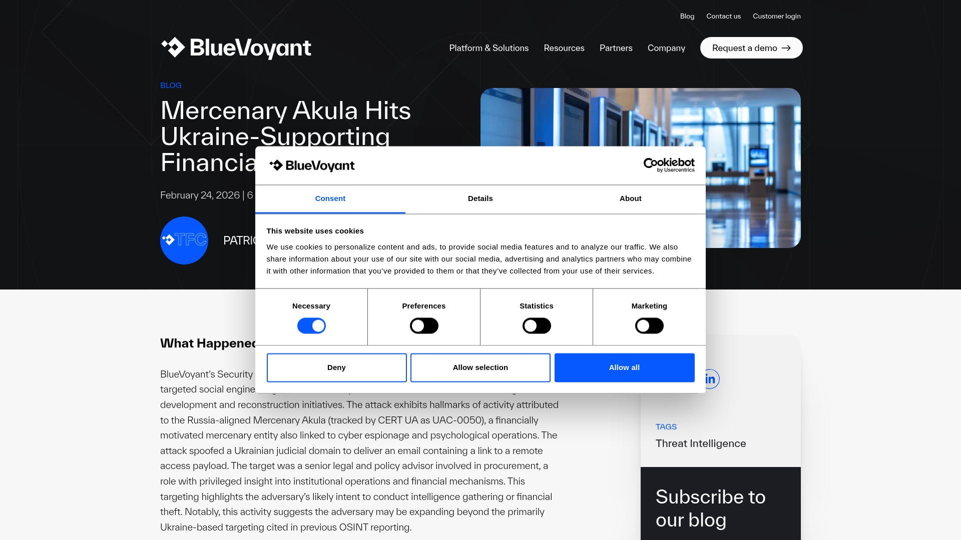 Mercenary Akula Hits Ukraine-Supporting Financial… | BlueVoyant