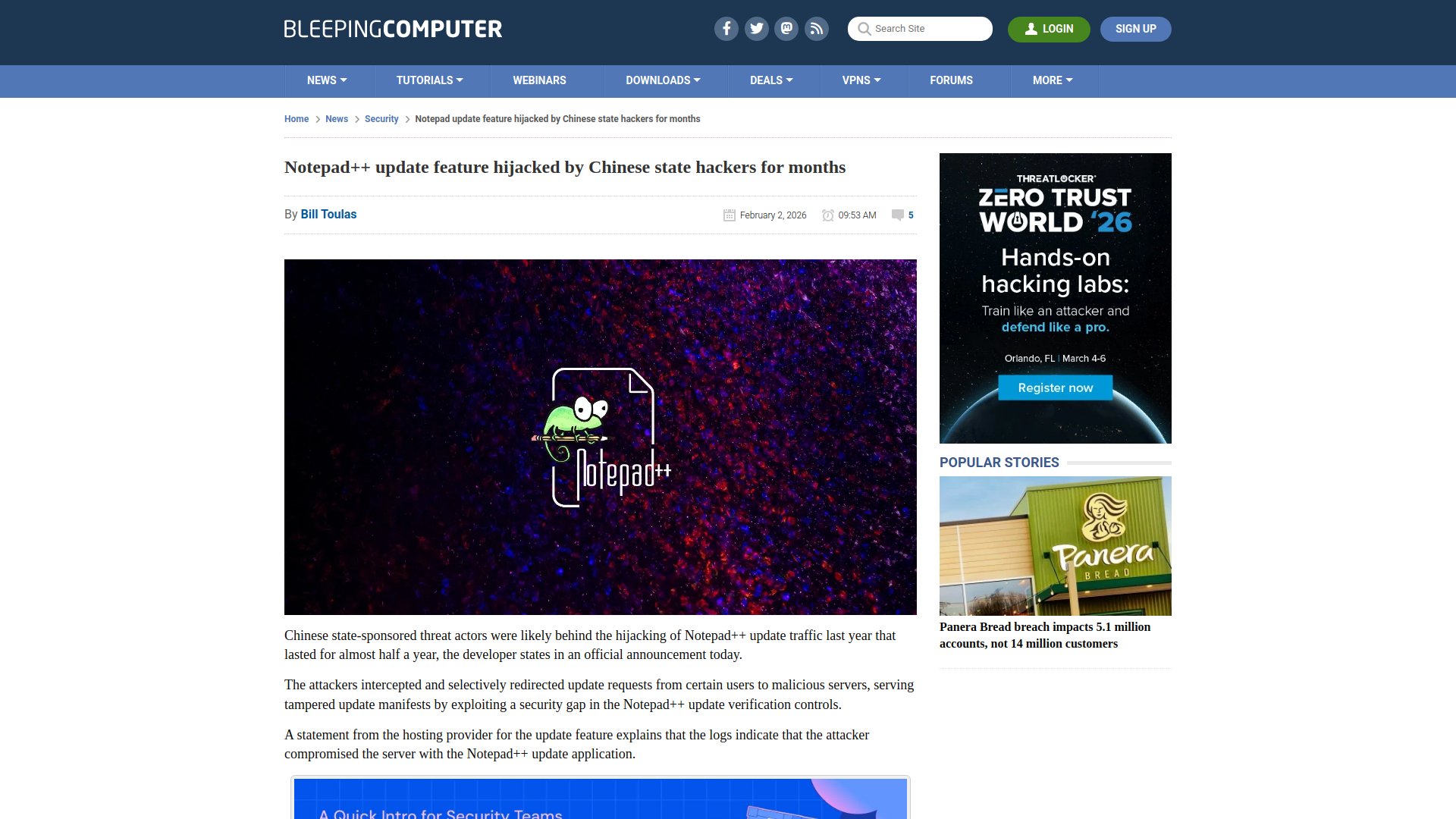 Notepad++ update feature hijacked by Chinese state hackers for months