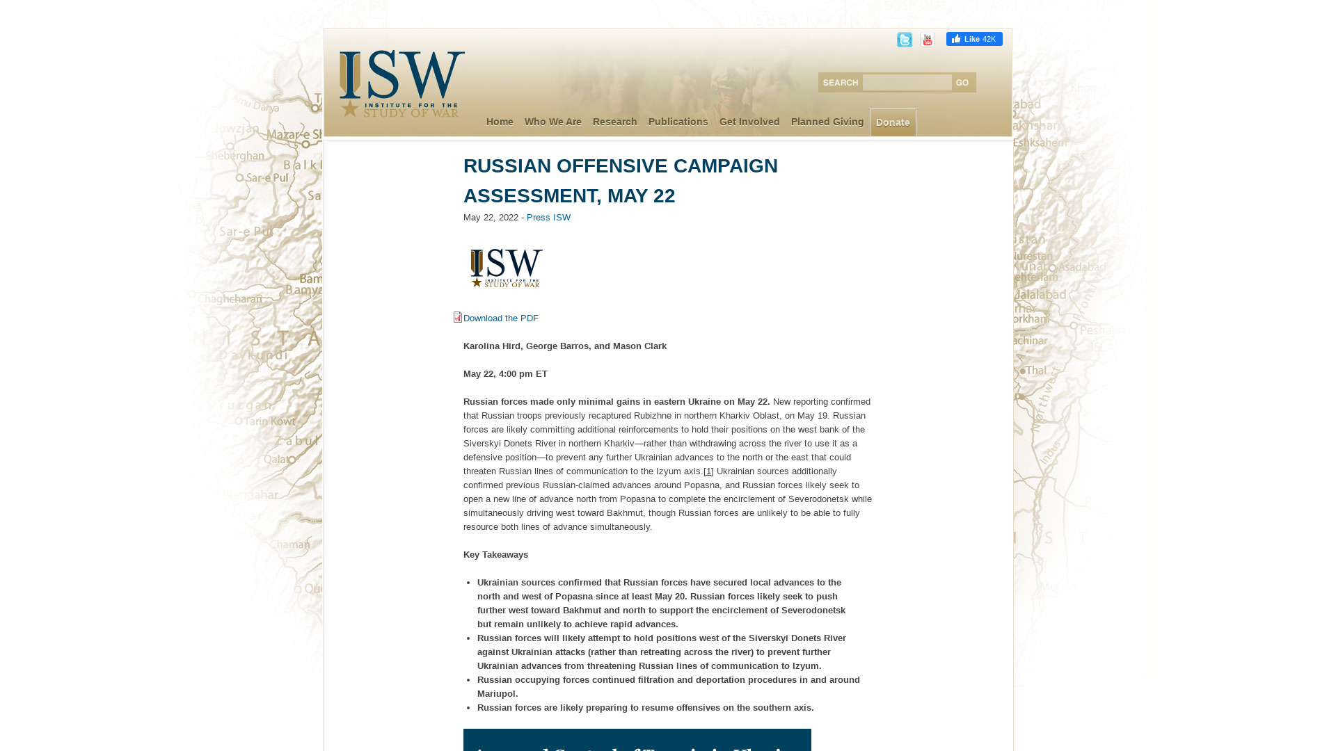 Russian Offensive Campaign Assessment, May 22 | Institute for the Study of War