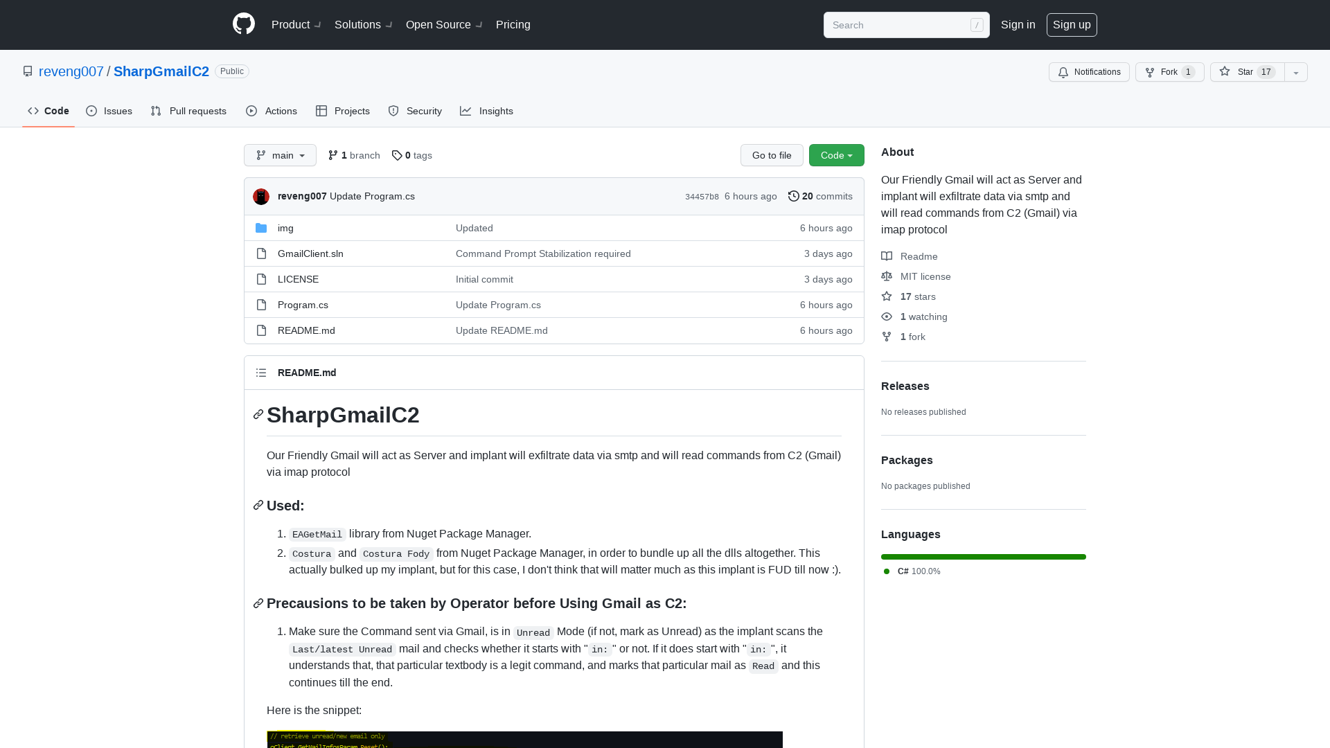 GitHub - reveng007/SharpGmailC2: Our Friendly Gmail will act as Server and implant will exfiltrate data via smtp and will read commands from C2 (Gmail) via imap protocol