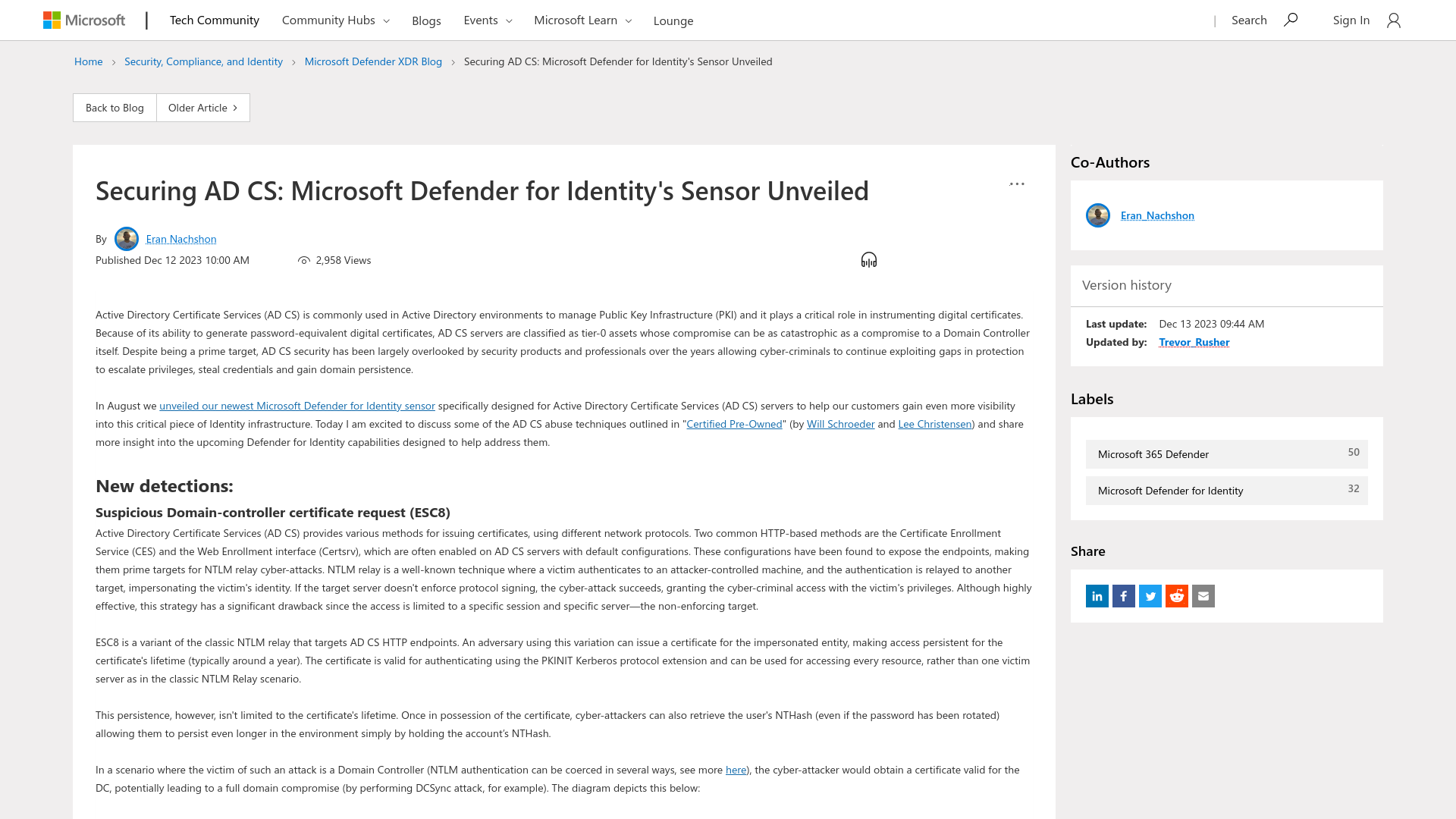 Securing AD CS: Microsoft Defender for Identity's Sensor Unveiled - Microsoft Community Hub