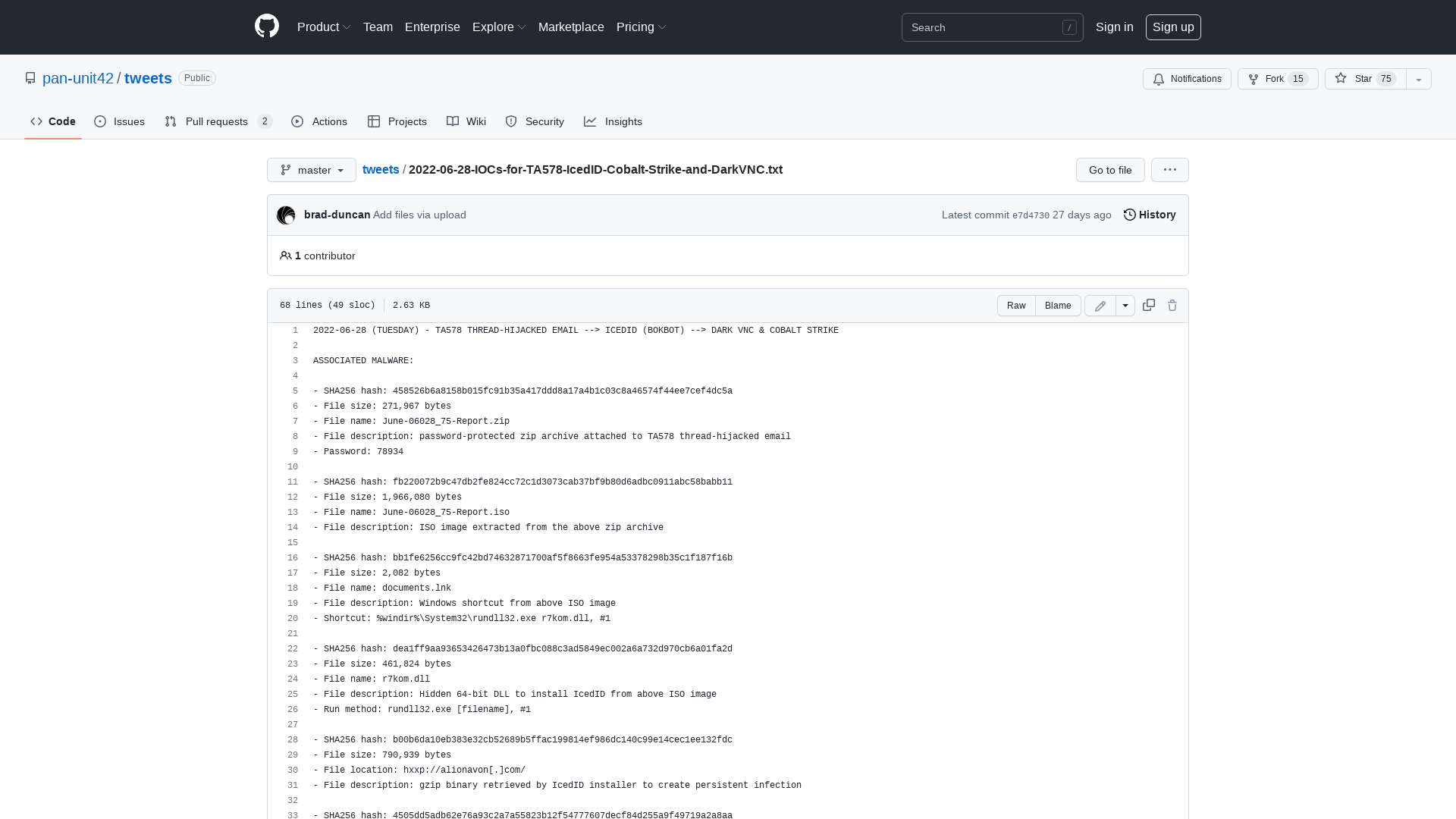tweets/2022-06-28-IOCs-for-TA578-IcedID-Cobalt-Strike-and-DarkVNC.txt at master · pan-unit42/tweets · GitHub