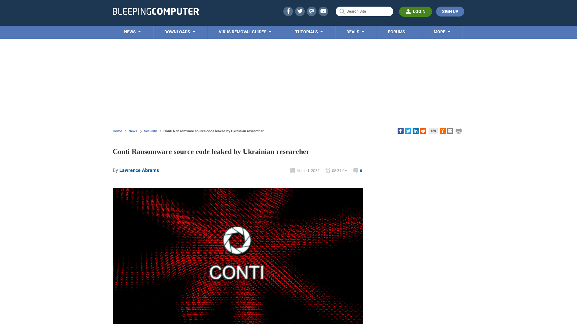Conti Ransomware source code leaked by Ukrainian researcher