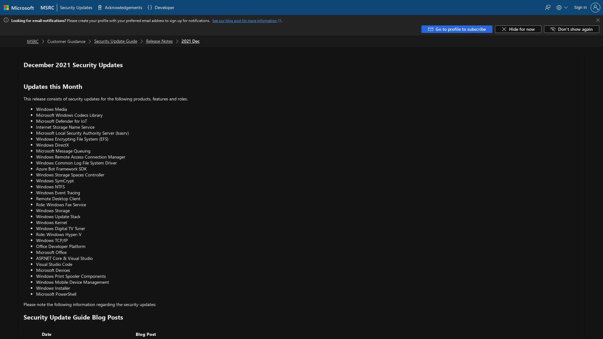 December 2021 Security Updates - Release Notes - Security Update Guide - Microsoft
