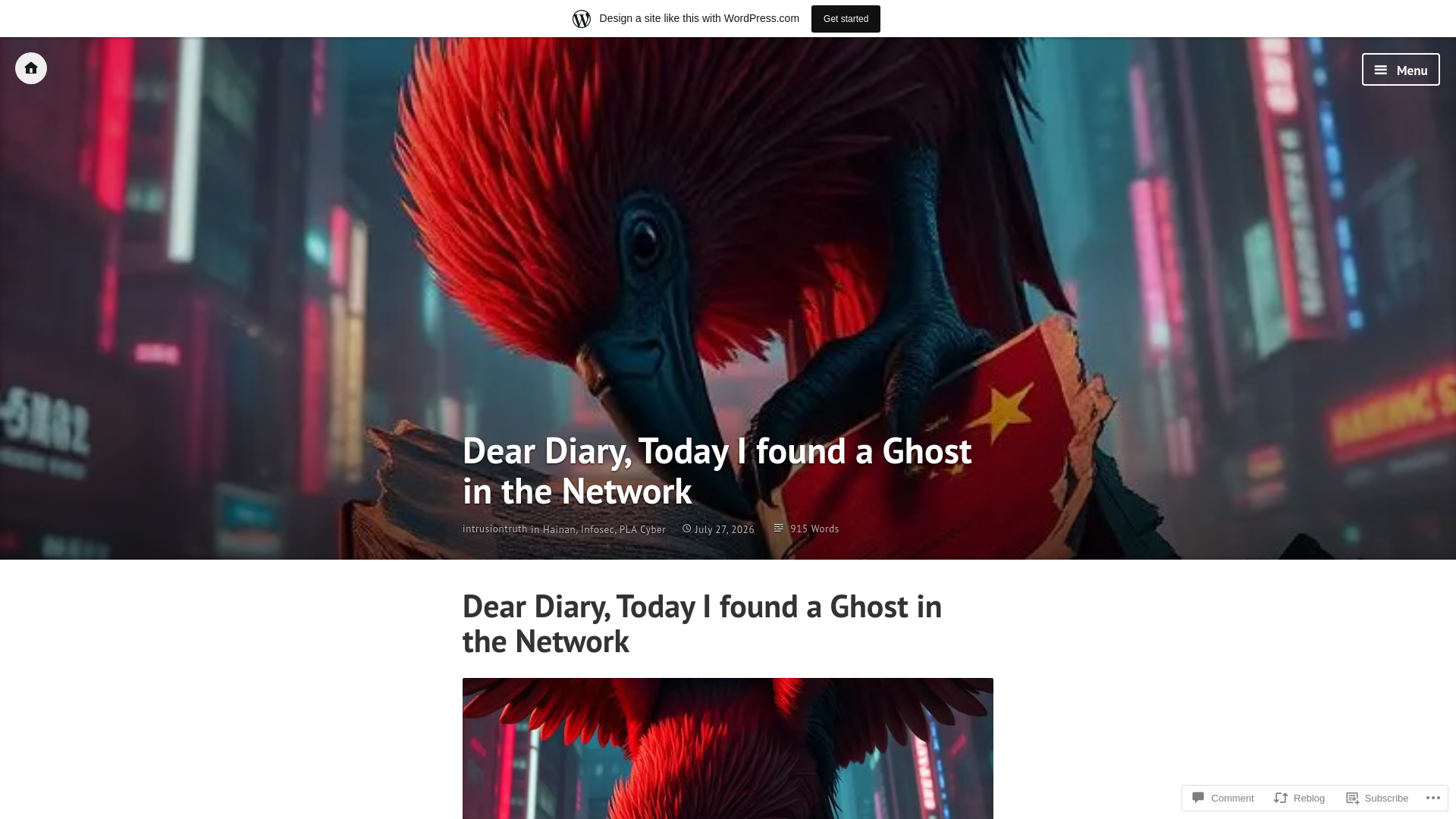 Dear Diary, Today I found a Ghost in the Network – Intrusion Truth