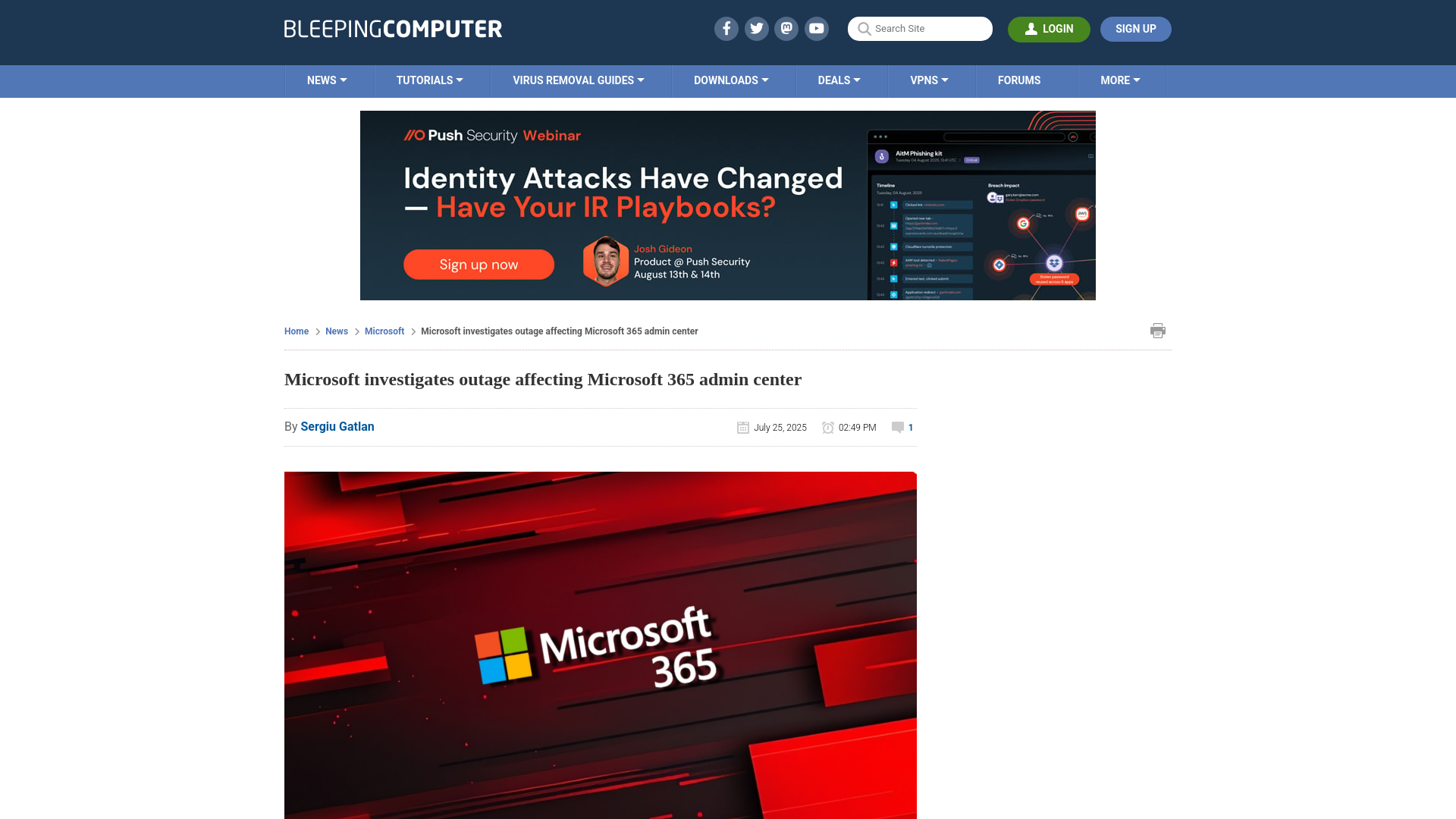 Microsoft investigates outage affecting Microsoft 365 admin center