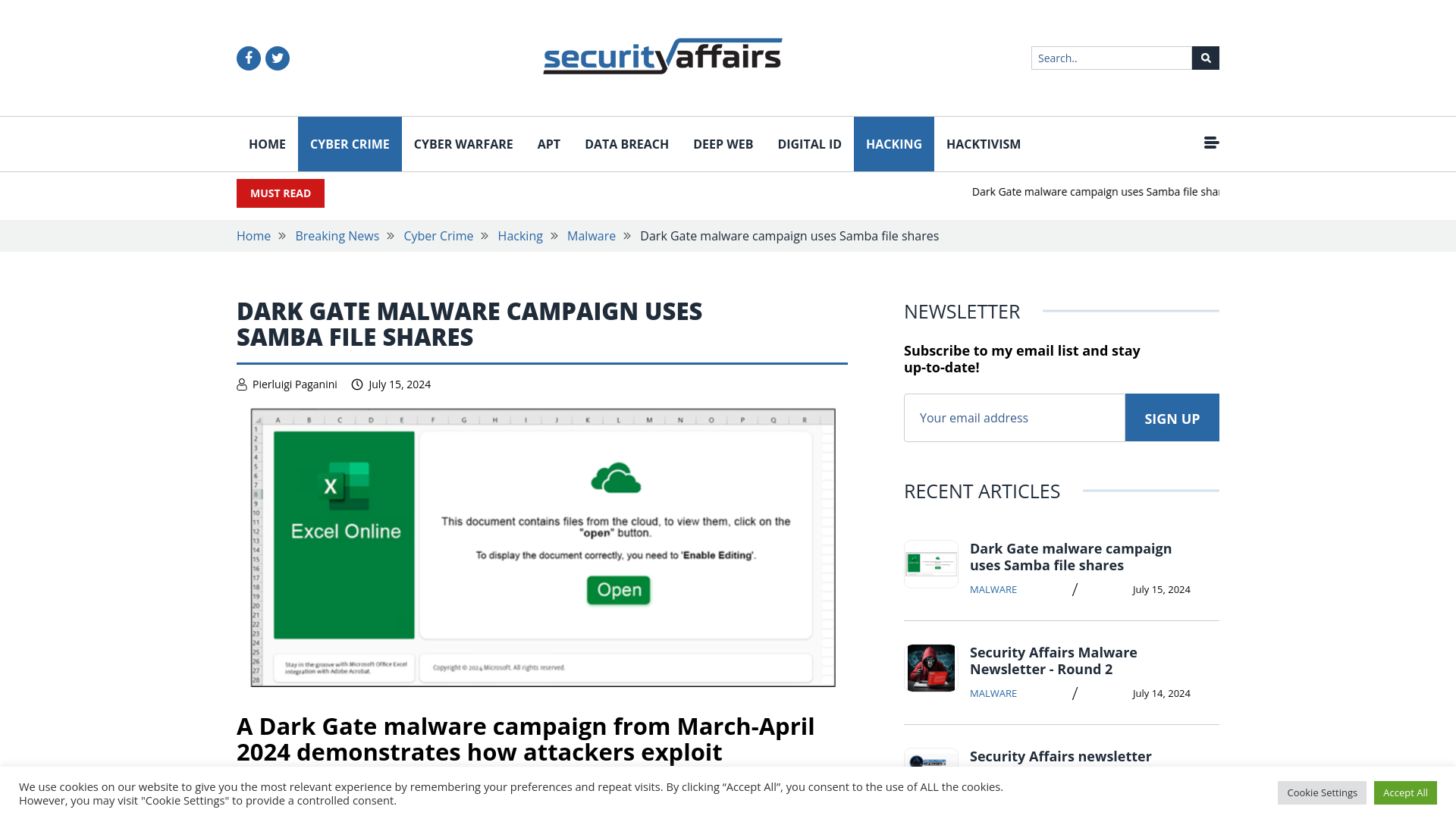 Dark Gate malware campaign uses Samba file shares