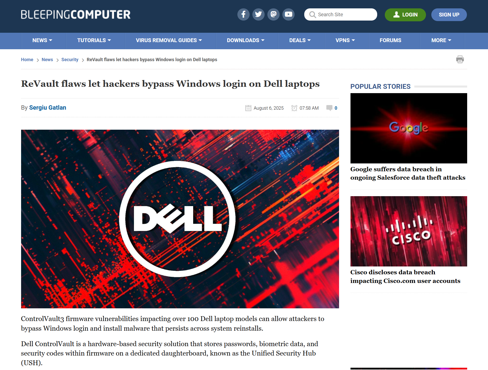 ReVault flaws let hackers bypass Windows login on Dell laptops