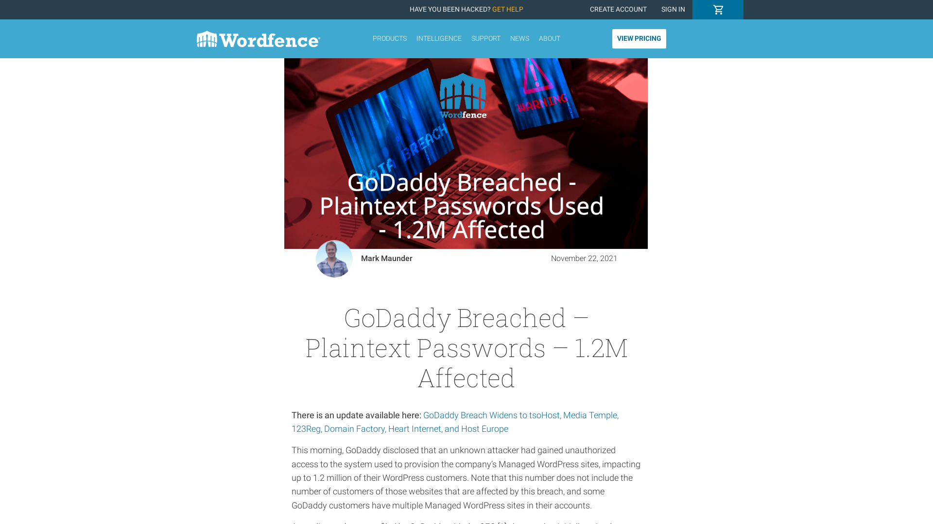 GoDaddy Breached - Plaintext Passwords - 1.2M Affected