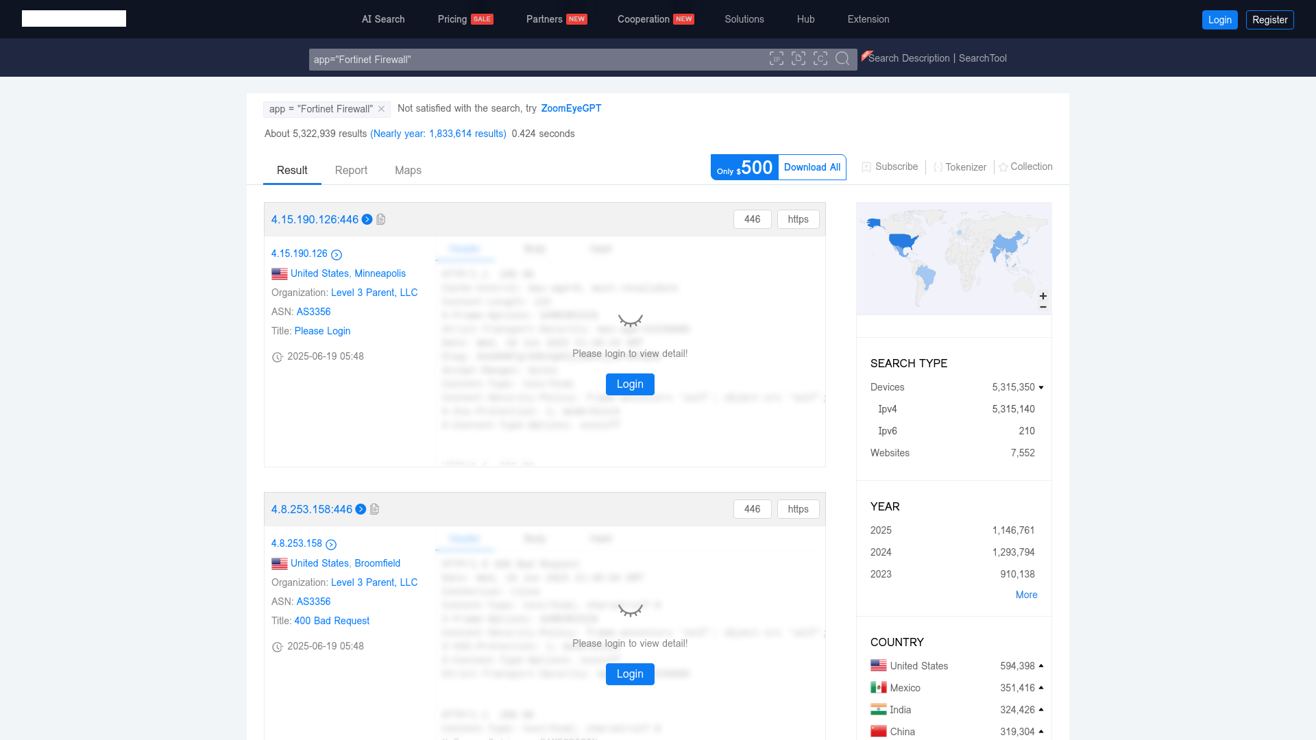 app="Fortinet Firewall" - ZoomEye really mapping,global leader of cyberspace mapping