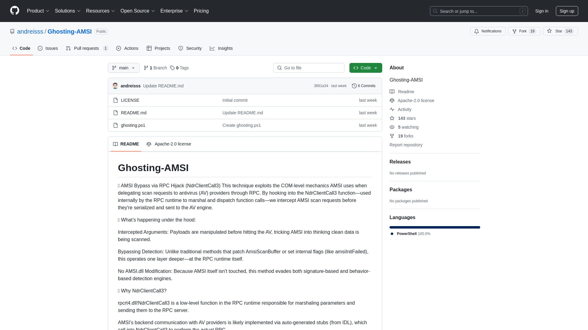 GitHub - andreisss/Ghosting-AMSI: Ghosting-AMSI