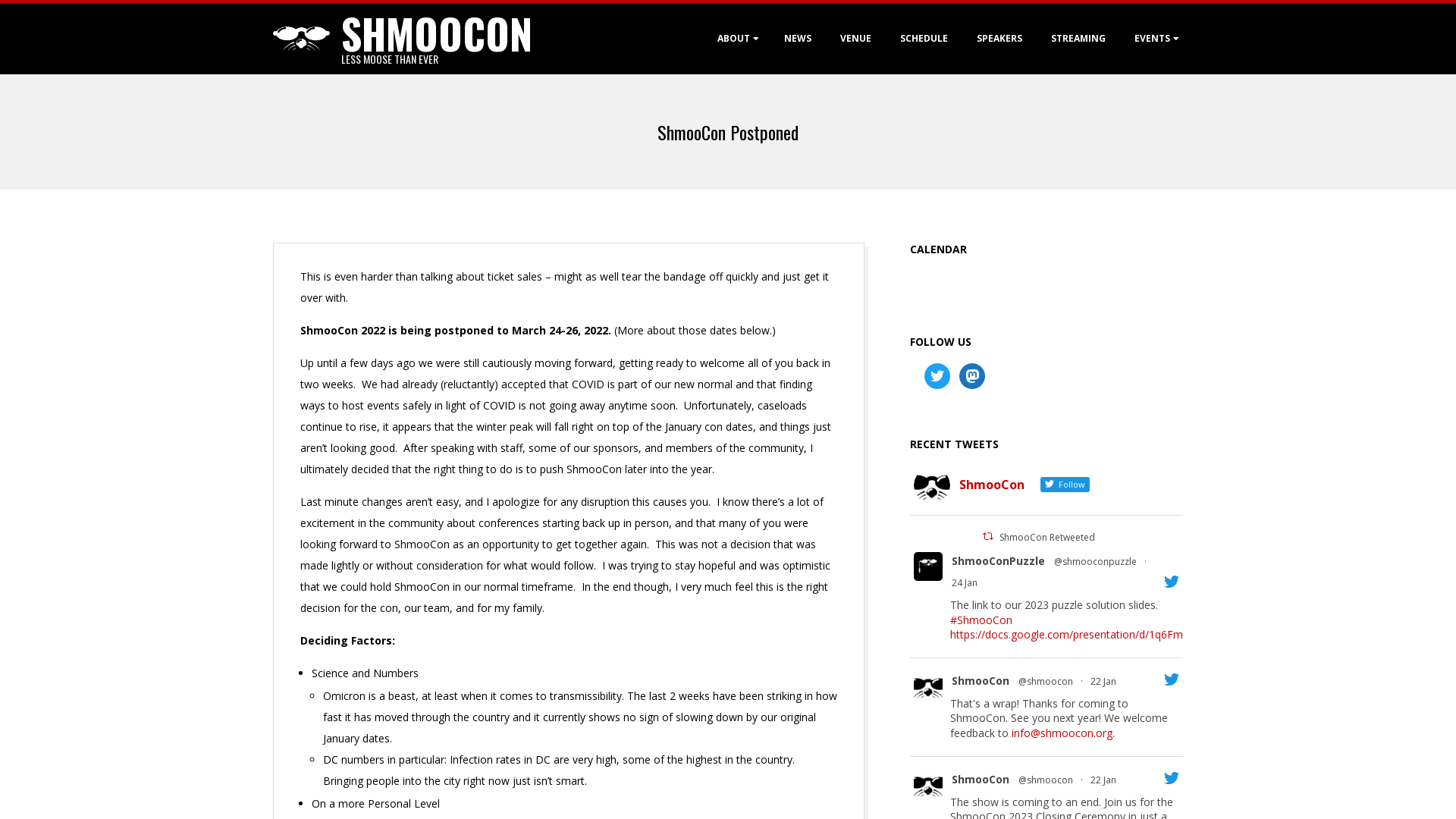 ShmooCon Postponed – ShmooCon