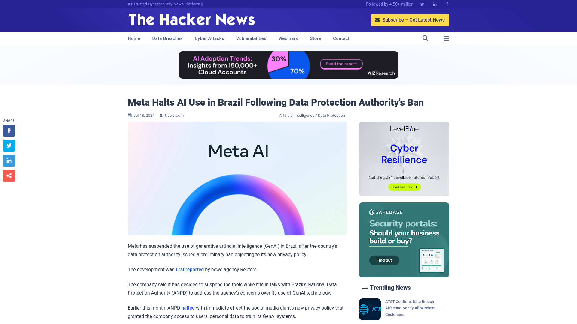 Meta Halts AI Use in Brazil Following Data Protection Authority's Ban