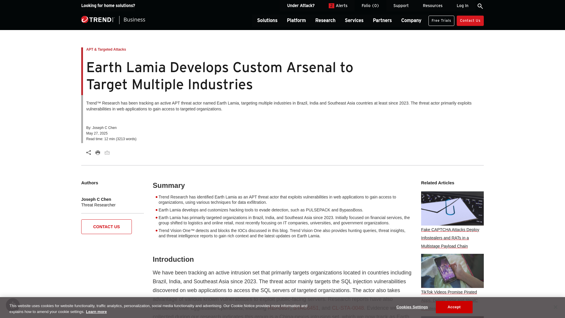 Earth Lamia Develops Custom Arsenal to Target Multiple Industries | Trend Micro (US)