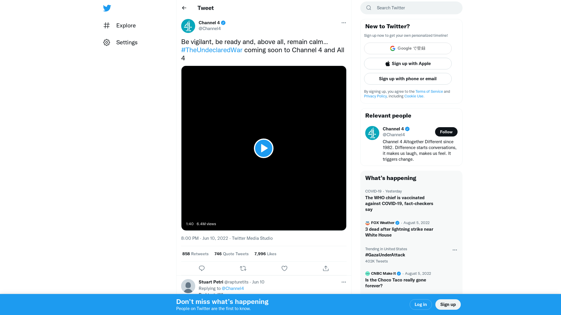 Channel 4 on Twitter: "Be vigilant, be ready and, above all, remain calm… #TheUndeclaredWar coming soon to Channel 4 and All 4 https://t.co/epPVgiyrVL" / Twitter