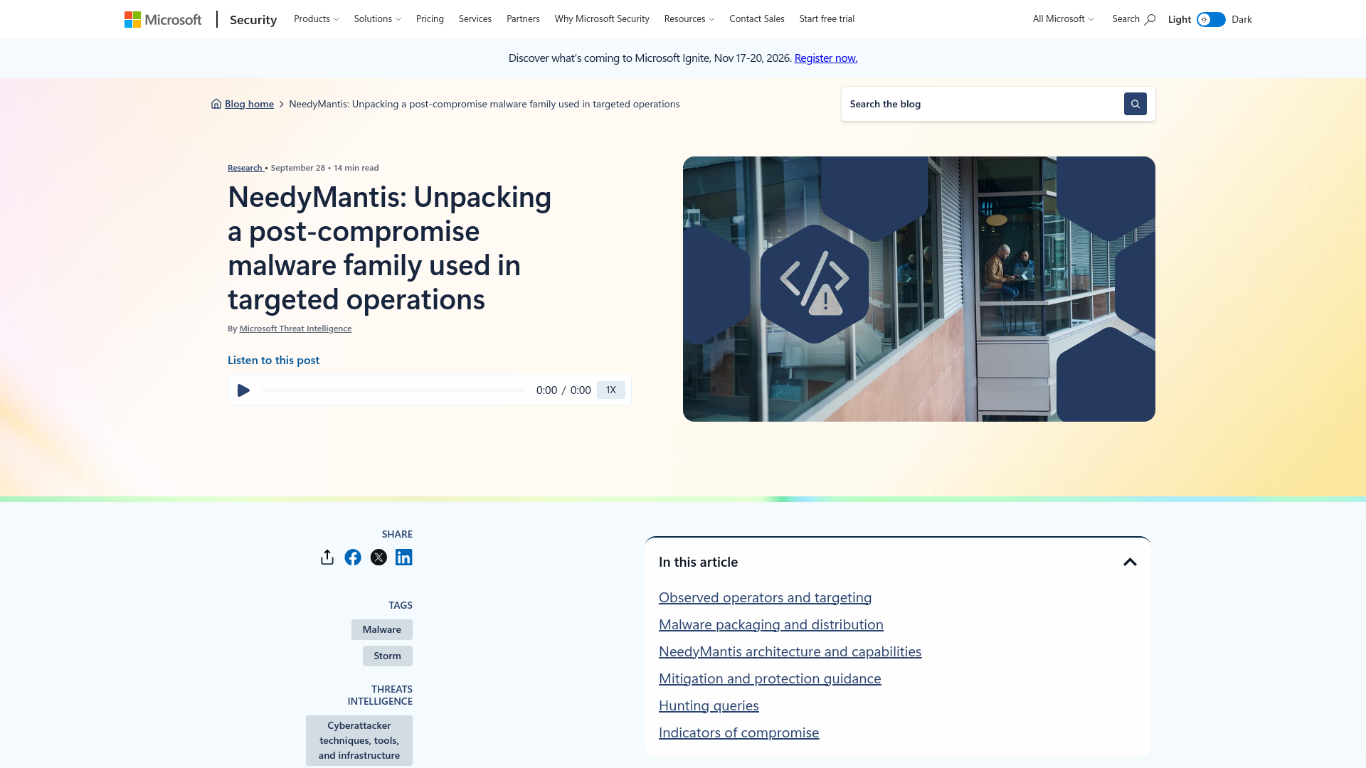 NeedyMantis: Unpacking a post-compromise malware family used in targeted operations | Microsoft Security Blog