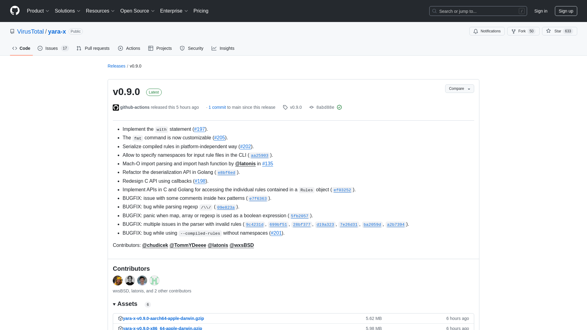 Release v0.9.0 · VirusTotal/yara-x · GitHub