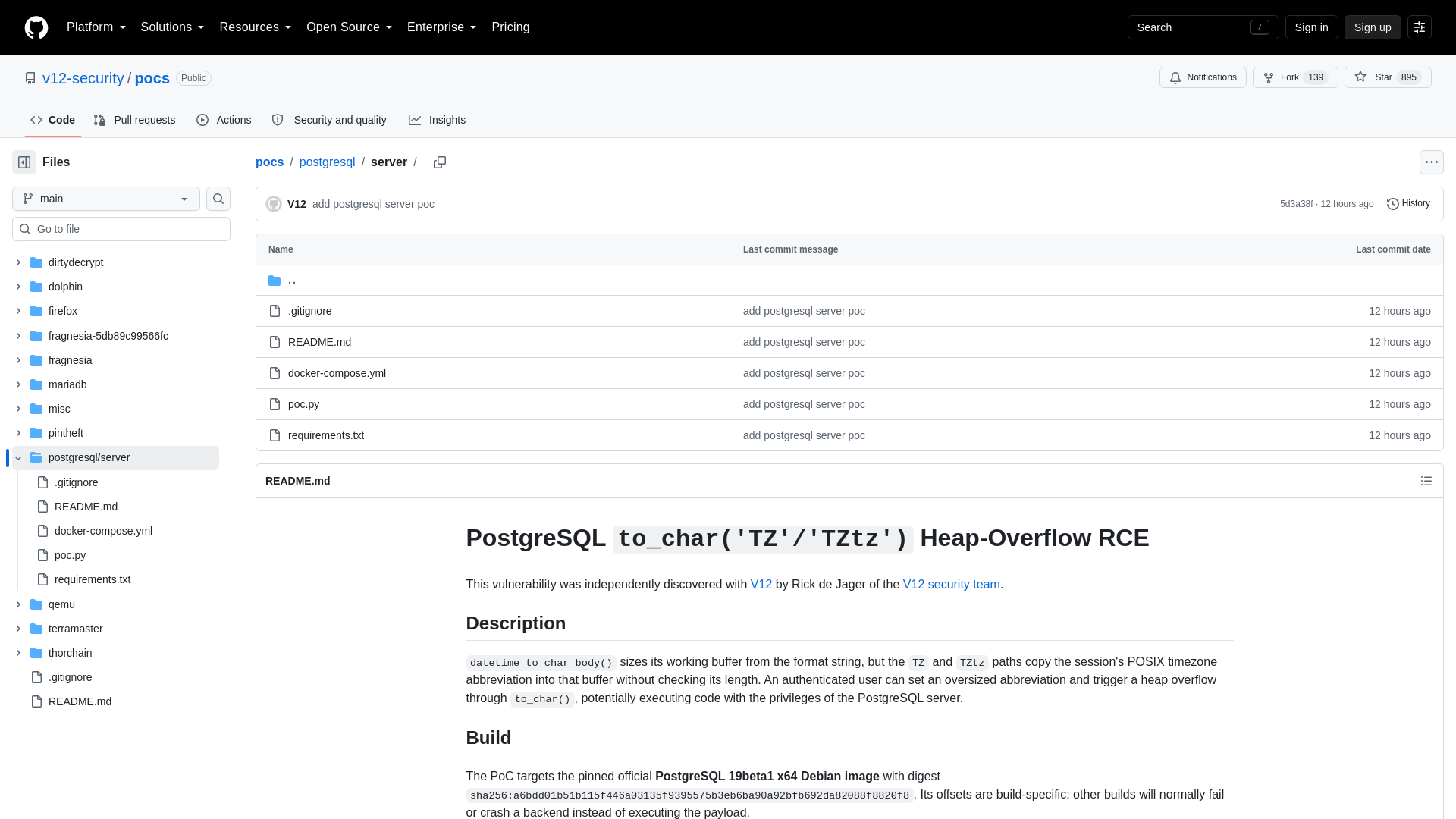 pocs/postgresql/server at main · v12-security/pocs · GitHub