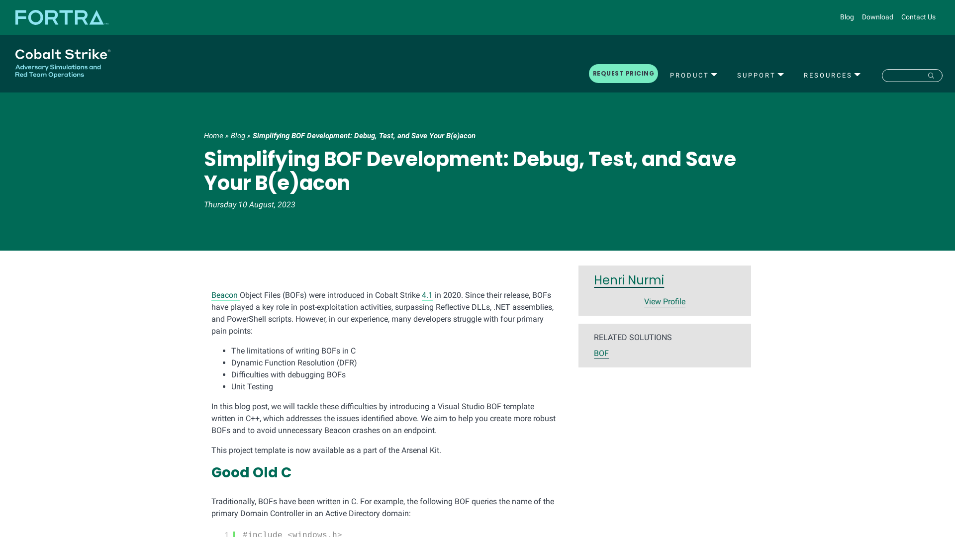 Simplifying BOF Development: Debug, Test, and Save Your B(e)acon | Cobalt Strike