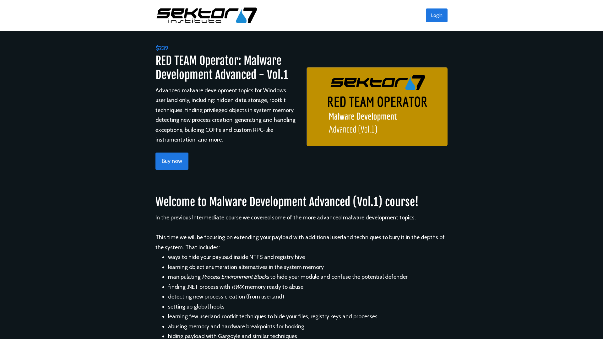 RED TEAM Operator: Malware Development Advanced - Vol.1