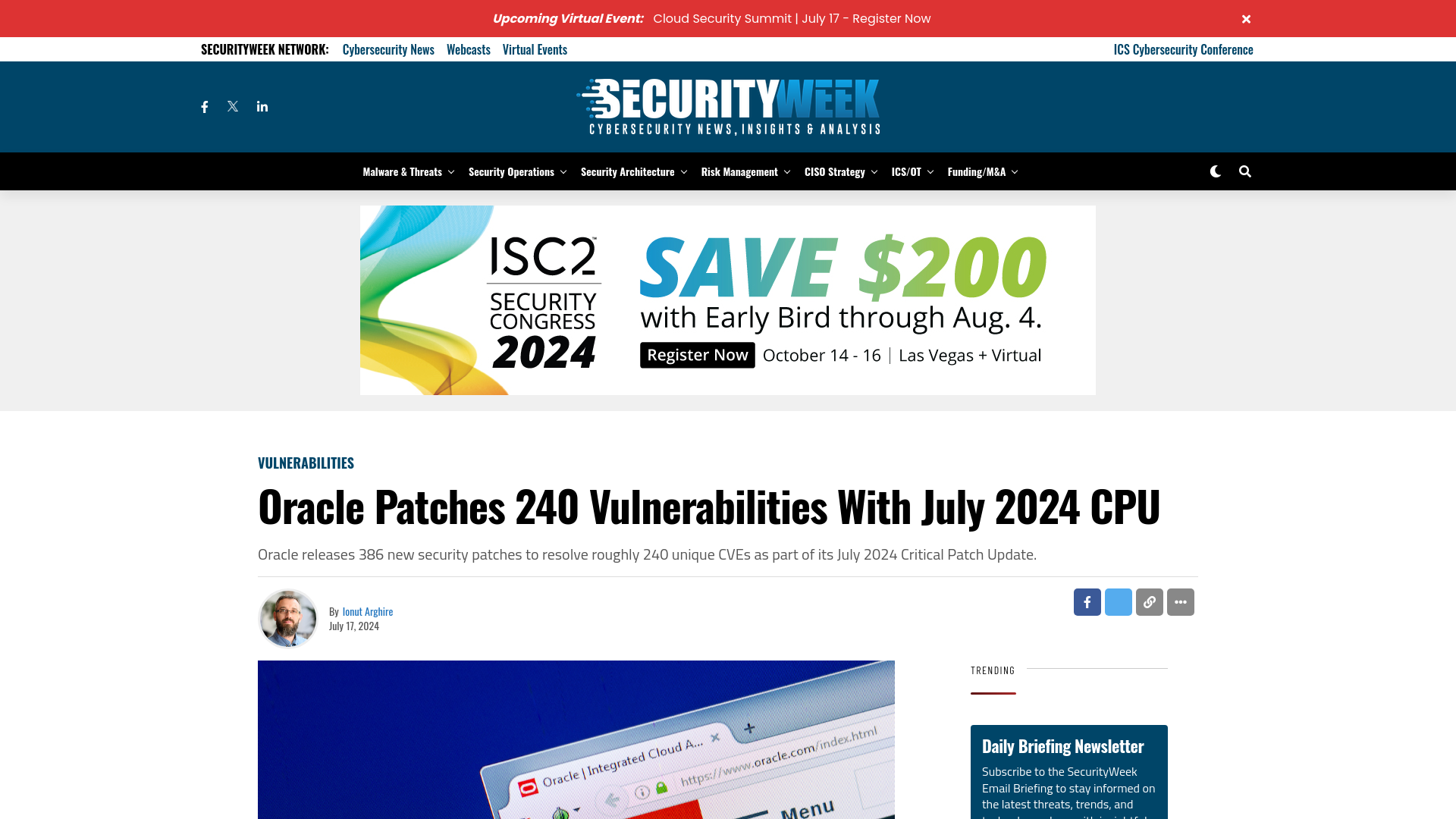 Oracle Patches 240 Vulnerabilities With July 2024 CPU - SecurityWeek