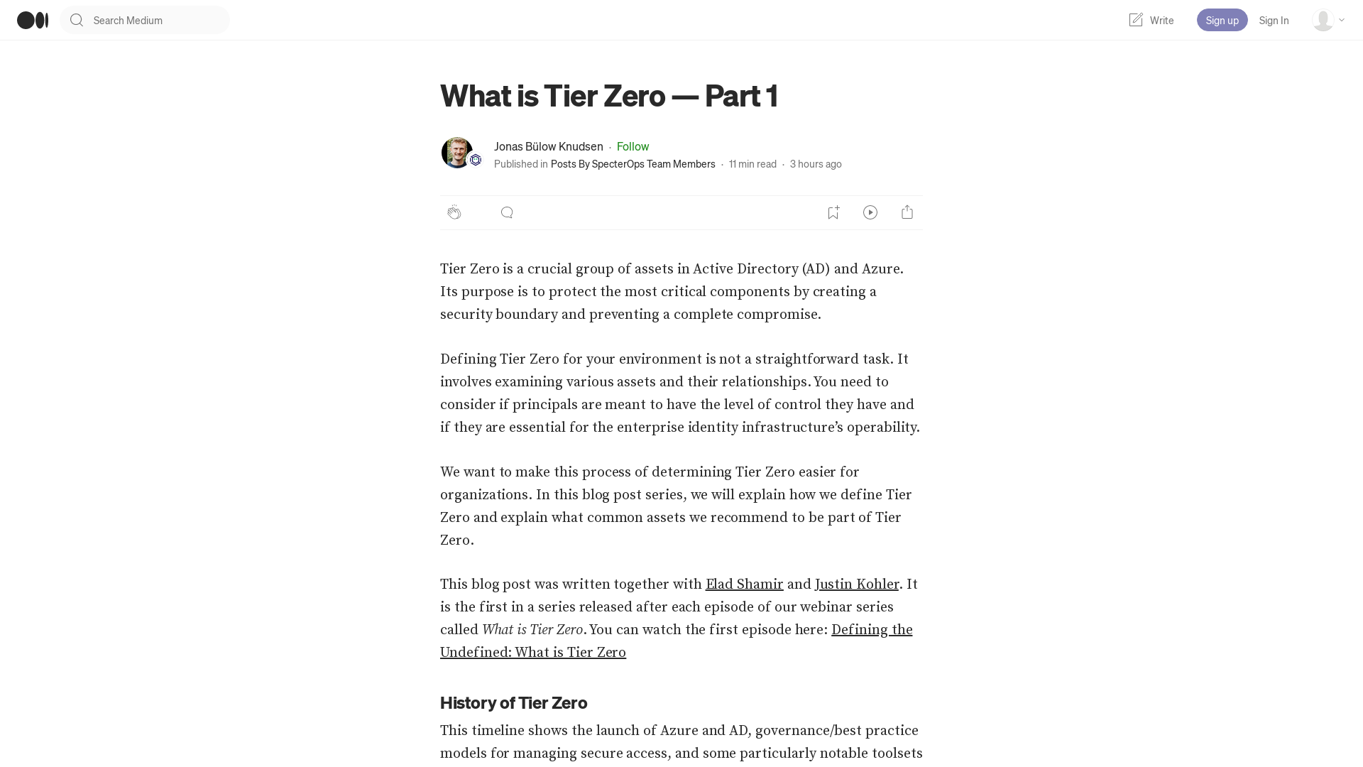 What is Tier Zero — Part 1. Tier Zero is a crucial group of assets… | by Jonas Bülow Knudsen | Jun, 2023 | Posts By SpecterOps Team Members