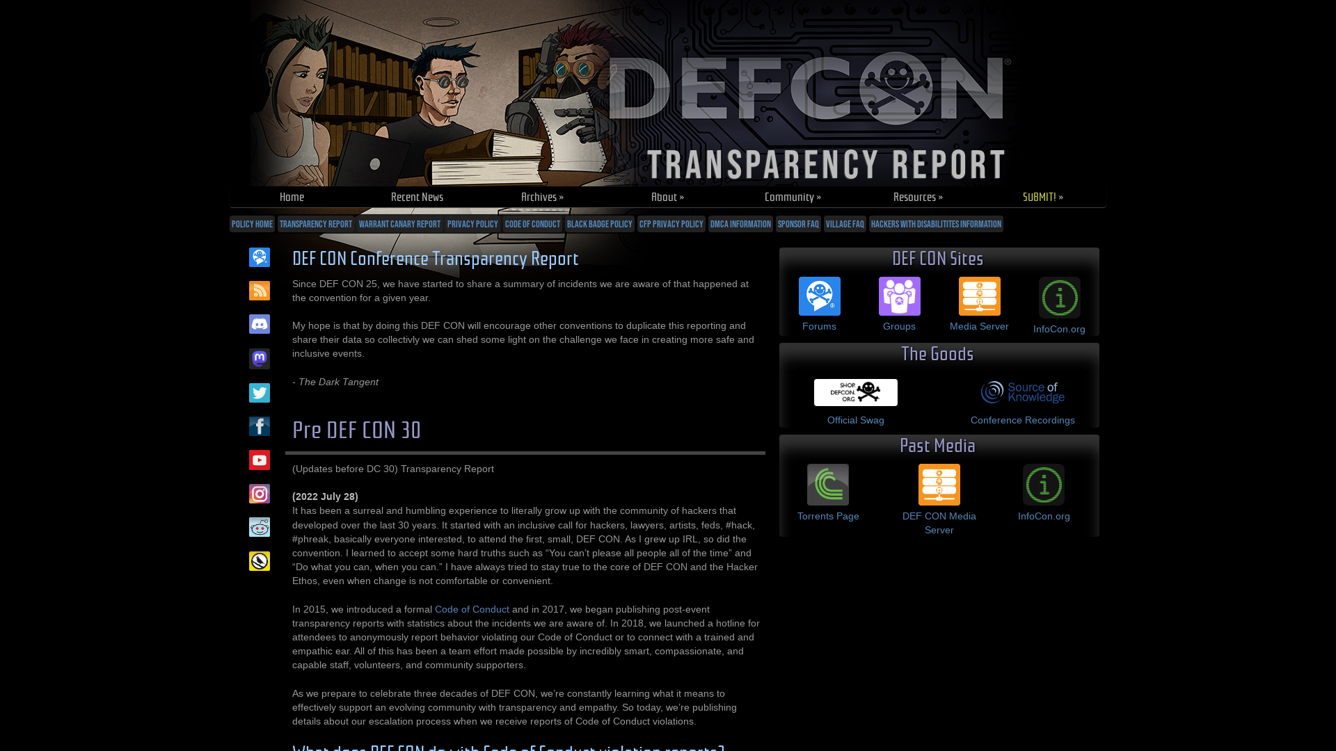 DEF CON® Hacking Conference - Transparency Report