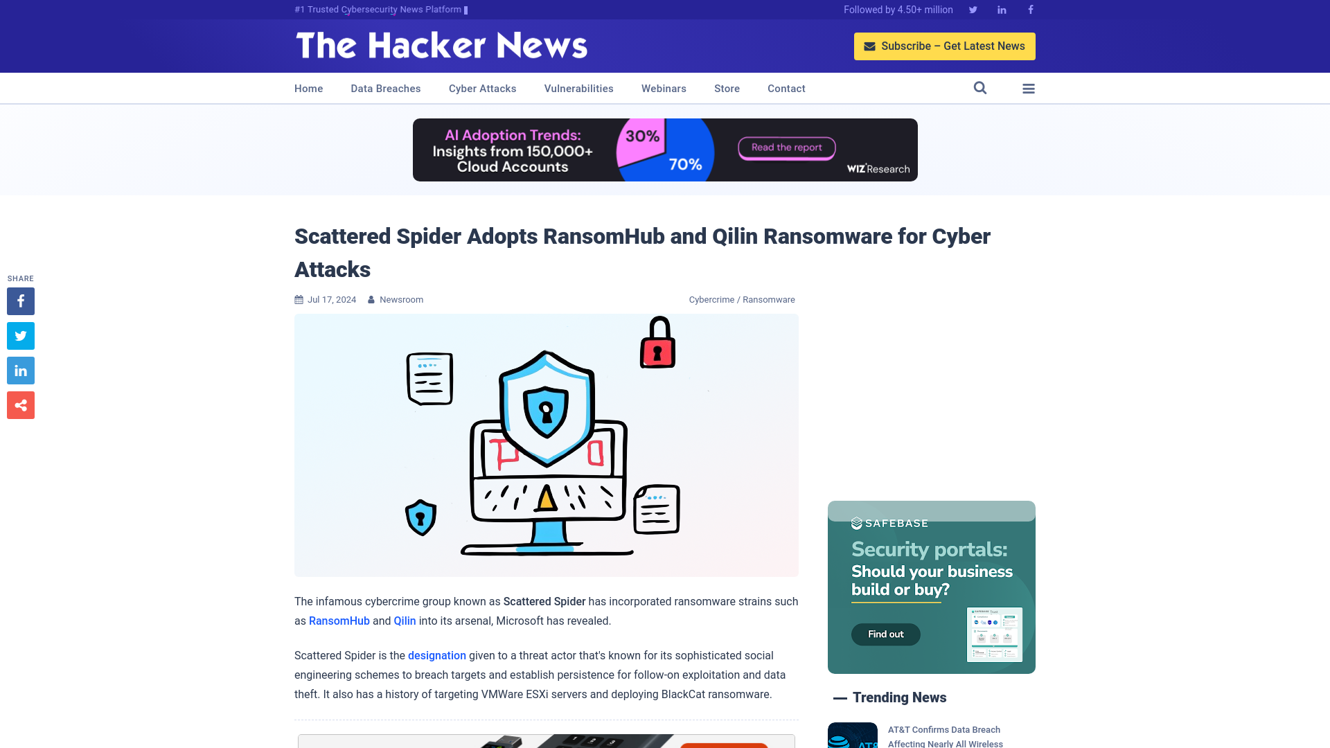 Scattered Spider Adopts RansomHub and Qilin Ransomware for Cyber Attacks