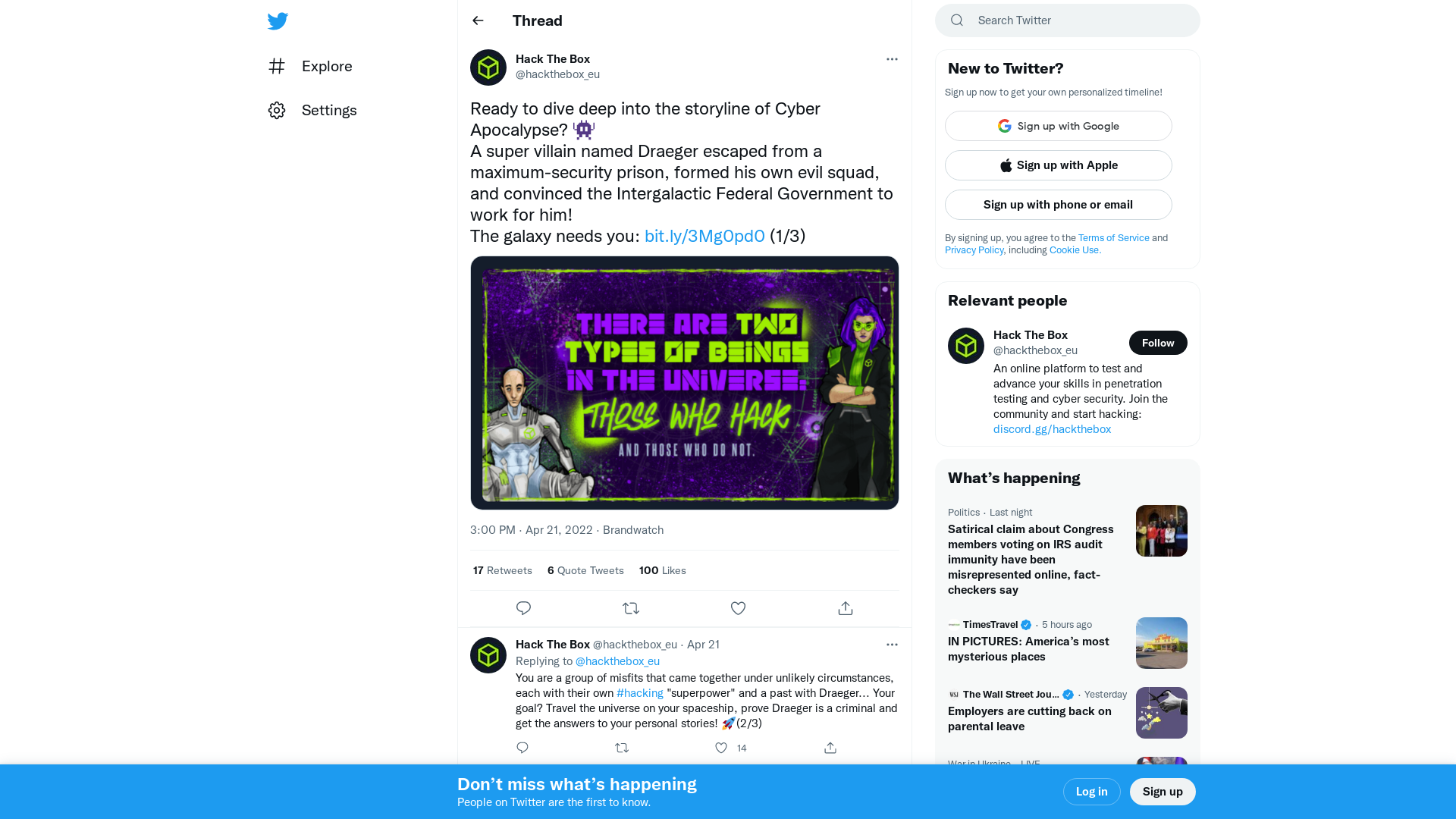 Hack The Box on Twitter: "Ready to dive deep into the storyline of Cyber Apocalypse? 👾 A super villain named Draeger escaped from a maximum-security prison, formed his own evil squad, and convinced the Intergalactic Federal Government to work for him! The galaxy needs you: https://t.co/PZfJMKfA3r (1/3) https://t.co/wwH6rF9TVx" / Twitter