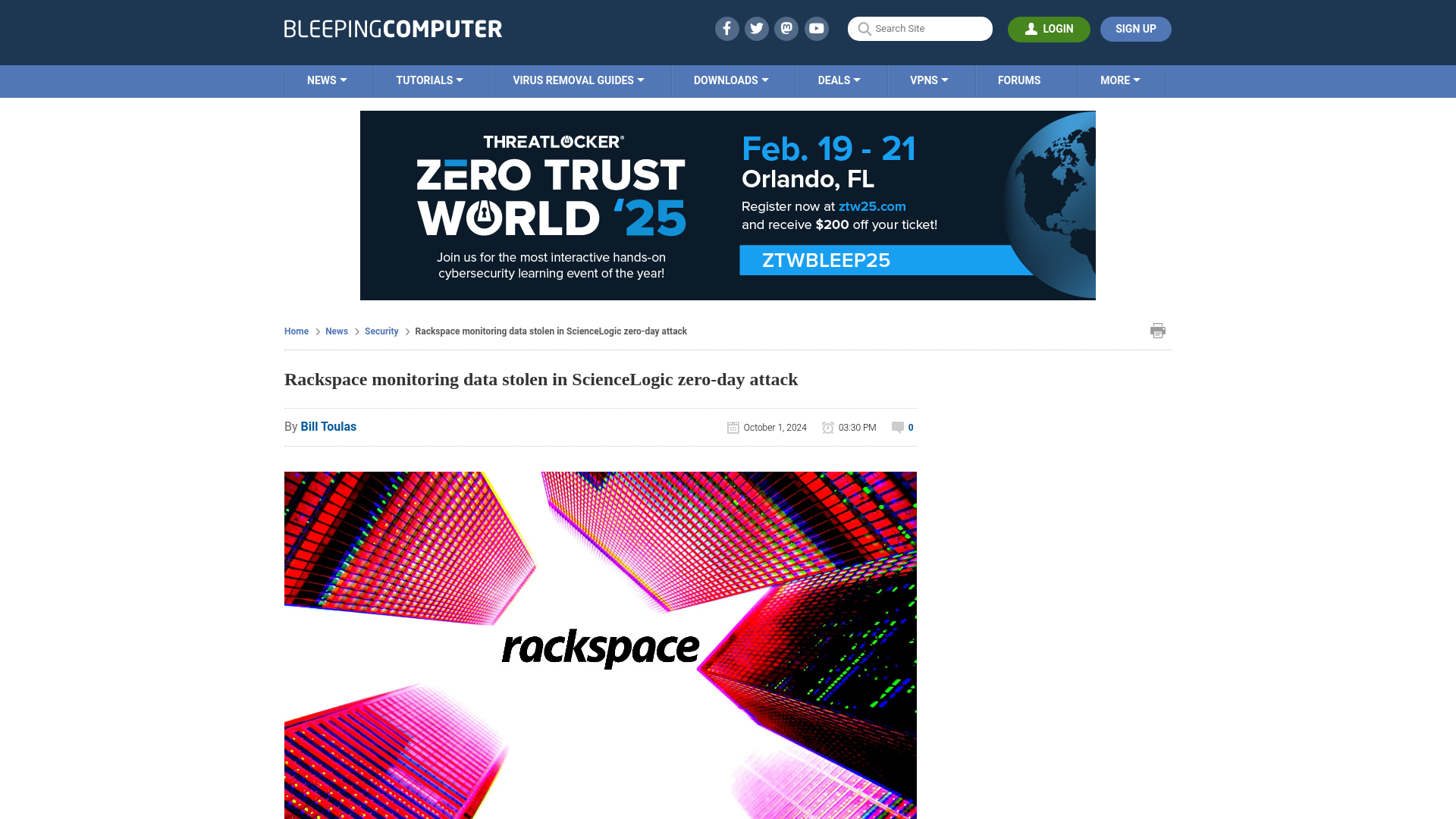 Rackspace monitoring data stolen in ScienceLogic zero-day attack