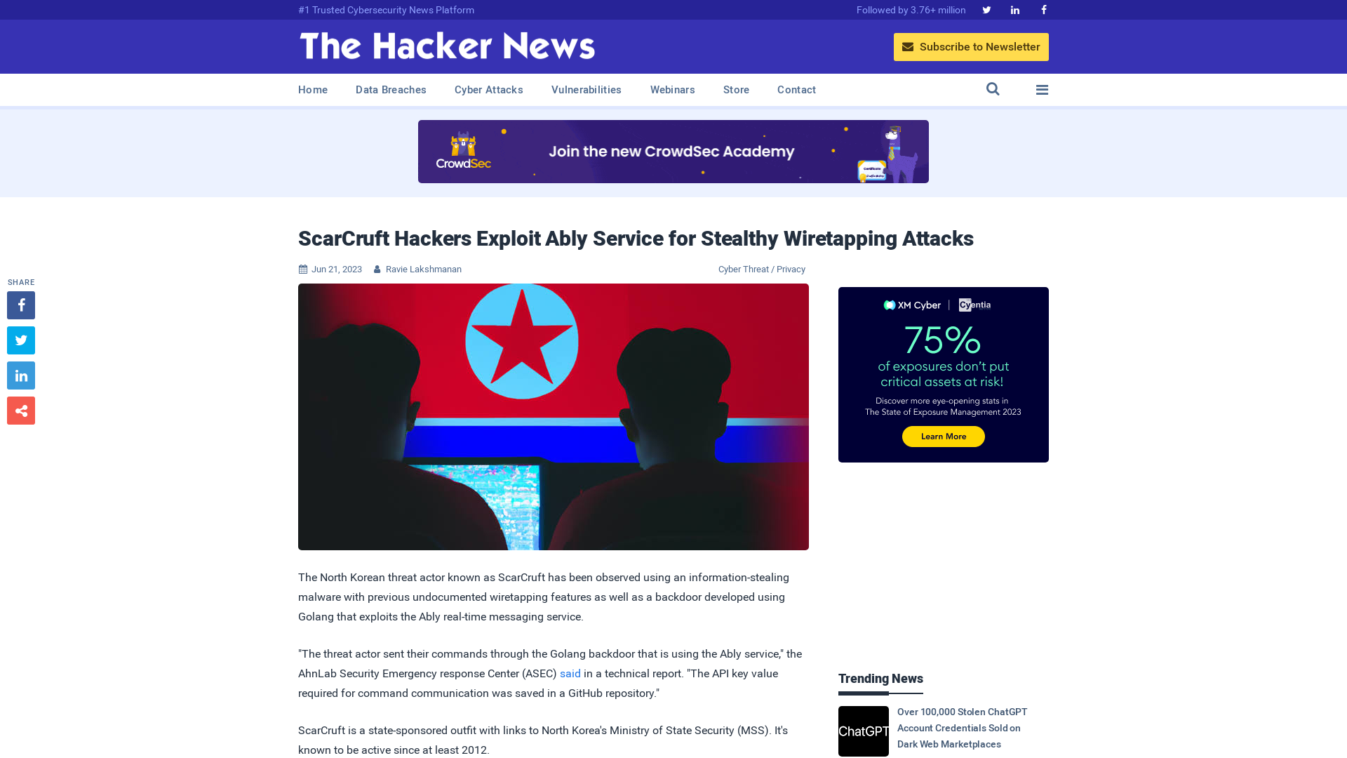 ScarCruft Hackers Exploit Ably Service for Stealthy Wiretapping Attacks