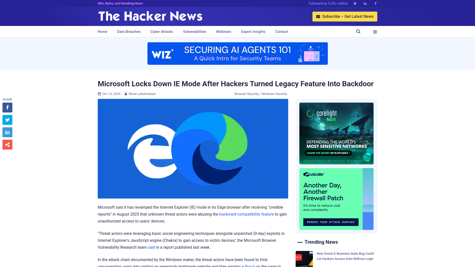 Microsoft Locks Down IE Mode After Hackers Turned Legacy Feature Into Backdoor