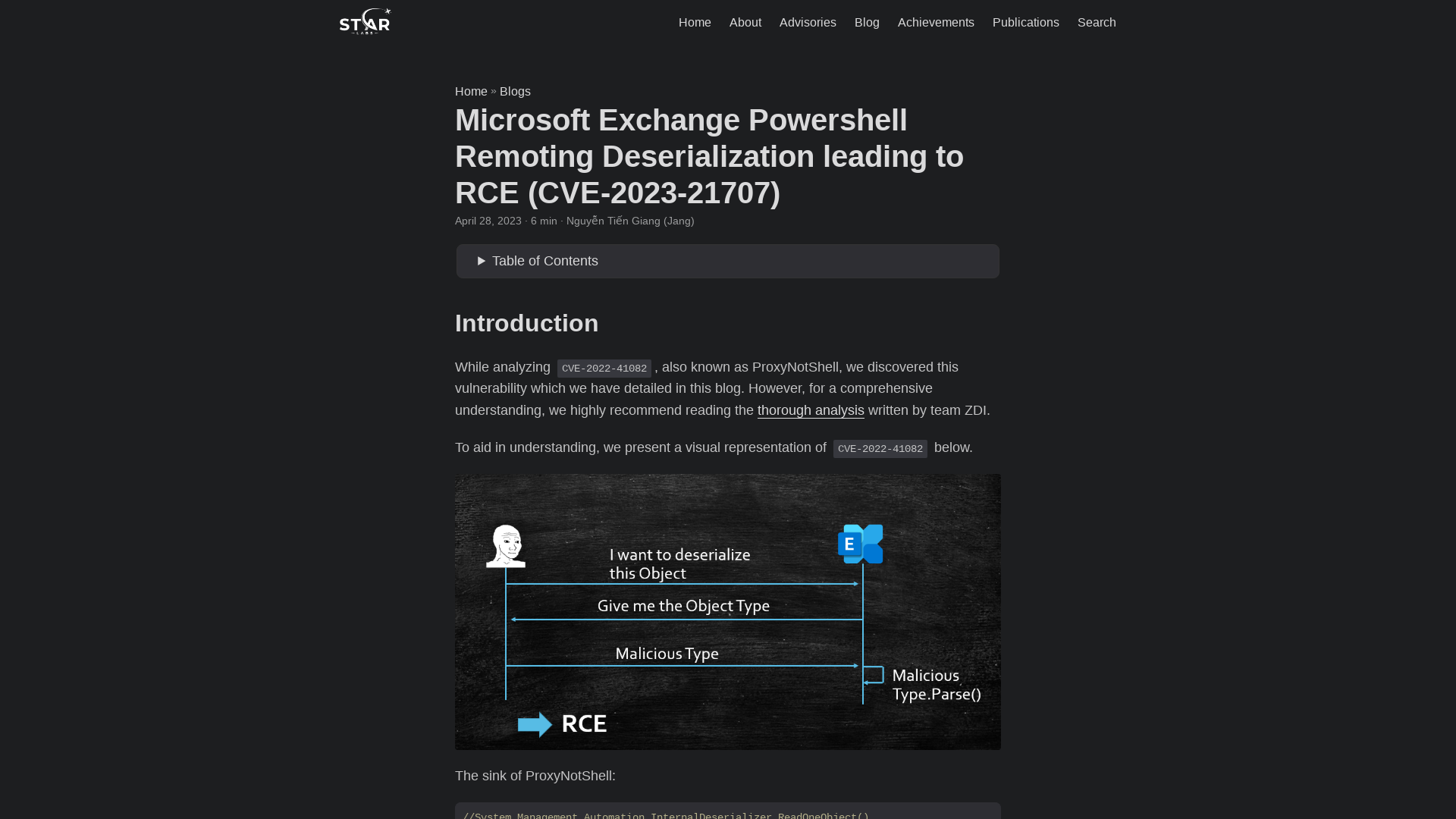 Microsoft Exchange Powershell Remoting Deserialization leading to RCE (CVE-2023-21707) | STAR Labs