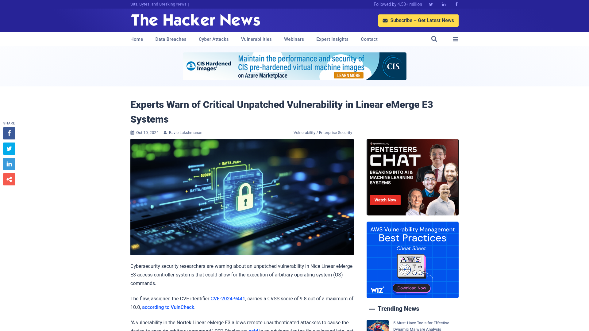 Experts Warn of Critical Unpatched Vulnerability in Linear eMerge E3 Systems