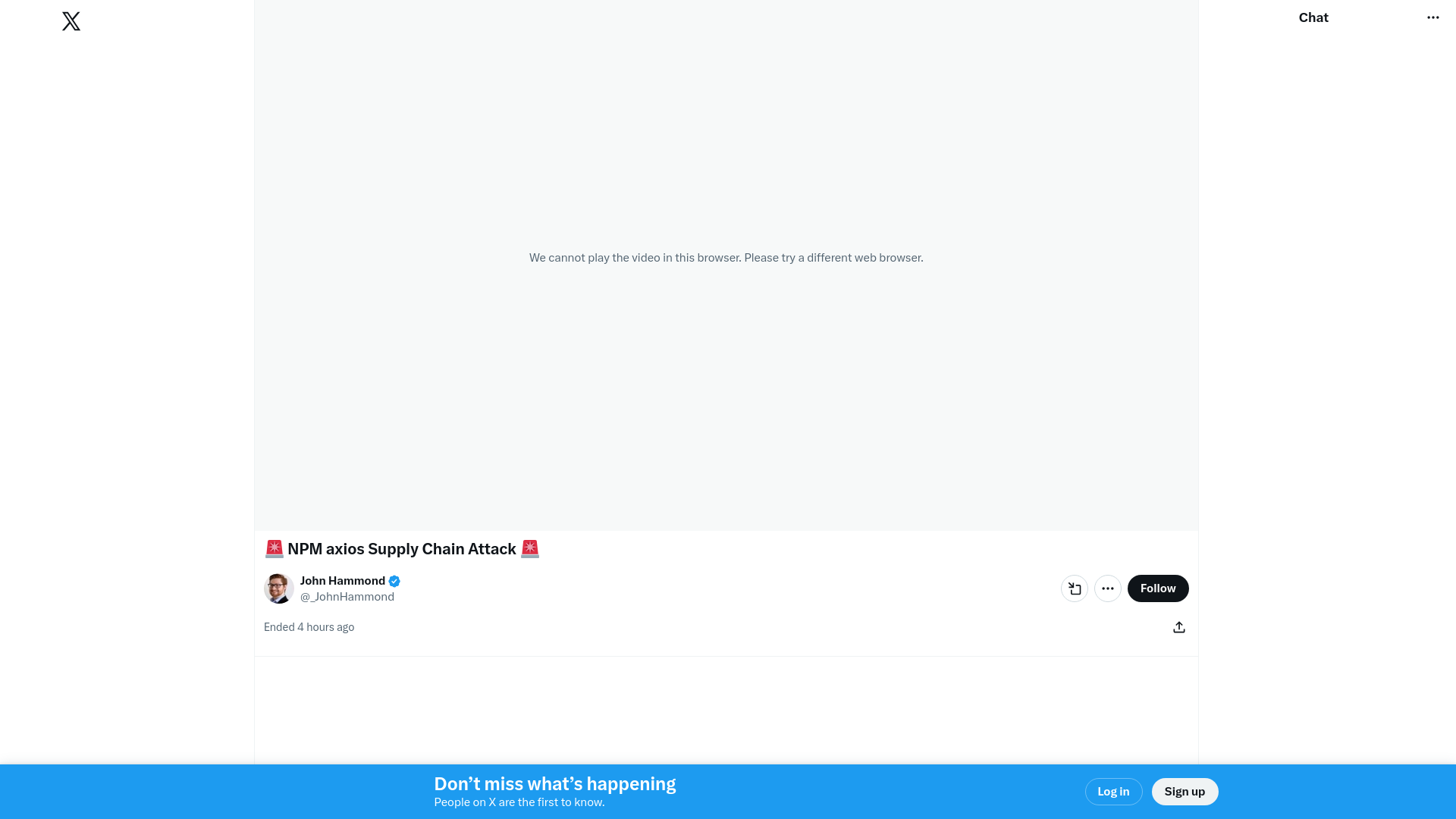 🚨 NPM axios Supply Chain Attack 🚨 / X
