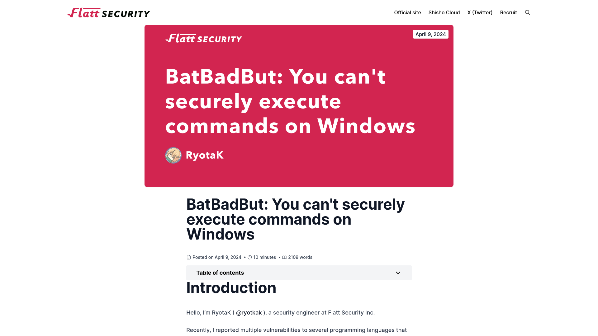 BatBadBut: You can't securely execute commands on Windows - Flatt Security Research