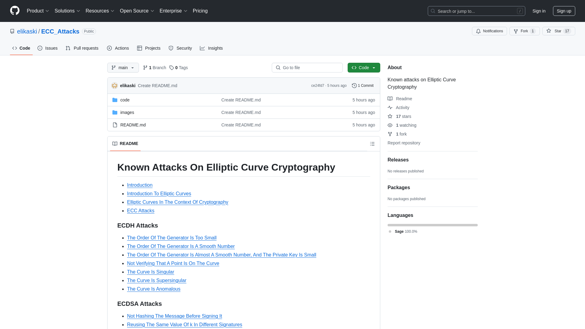 GitHub - elikaski/ECC_Attacks: Known attacks on Elliptic Curve Cryptography